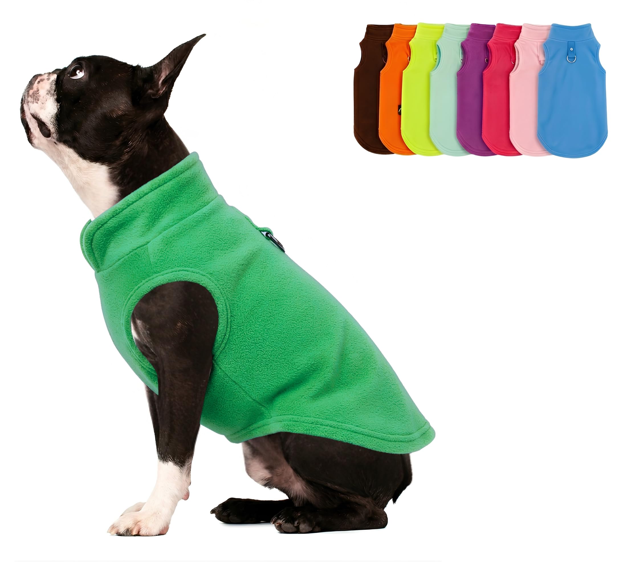 JACKO &amp; CO Dog Fleece Vest Sweater with Leash Ring - Green XS (2-4lbs)