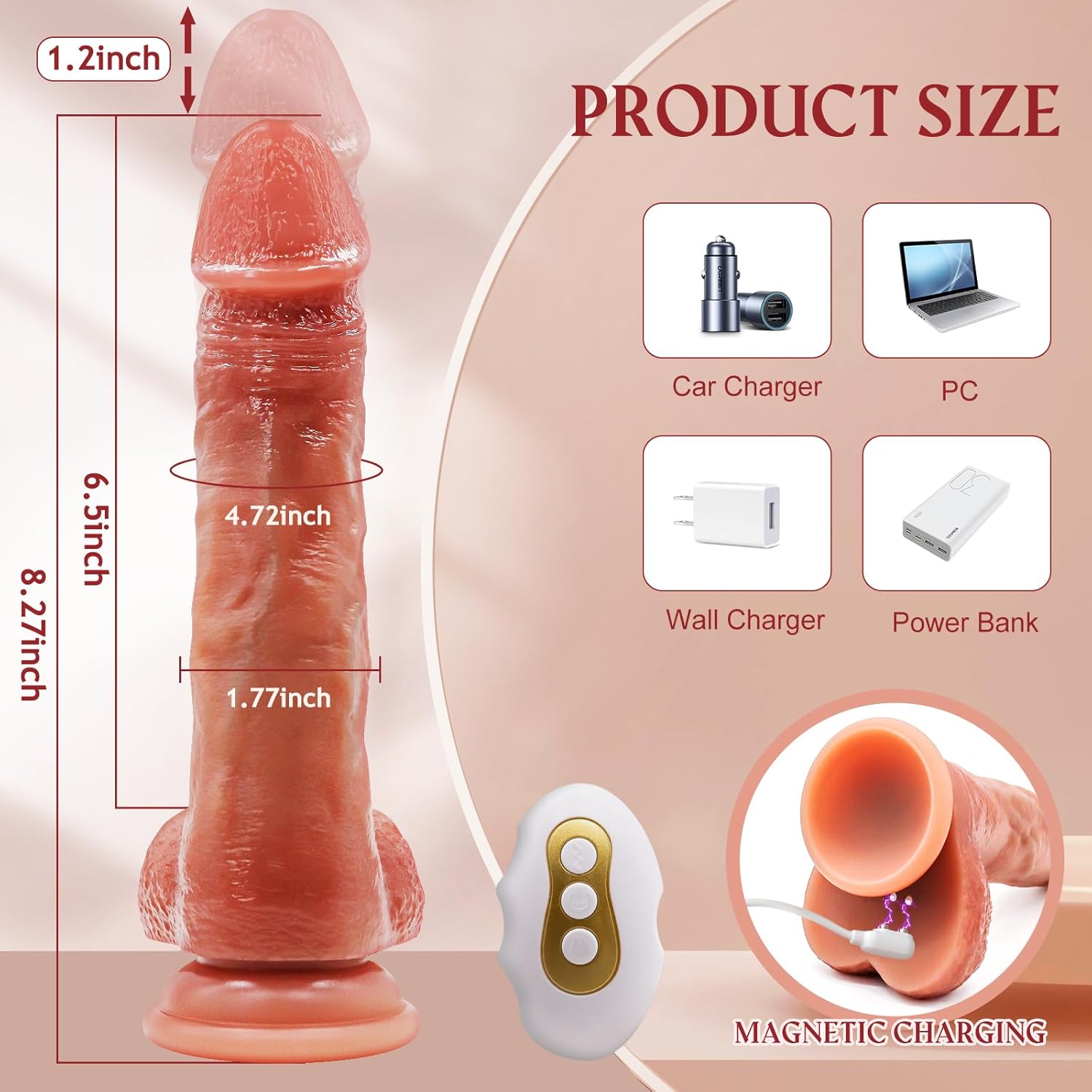 Thrusting Dildo Vibrator Sex Toys, Realistic Dildo for G Spot Anal Stimulation with APP Remote Control Dildo, Blowjob Silicone Dildo with 10 Vibration 5 Thrust Mode Adult Sex Toy for Women Couple