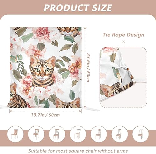 Miniatura 3 de Chic Bengal Cats - Juego de 6 fundas decorativas blancas para sillas de juegos para bodas, reuniones familiares, fundas lavables para sillas de