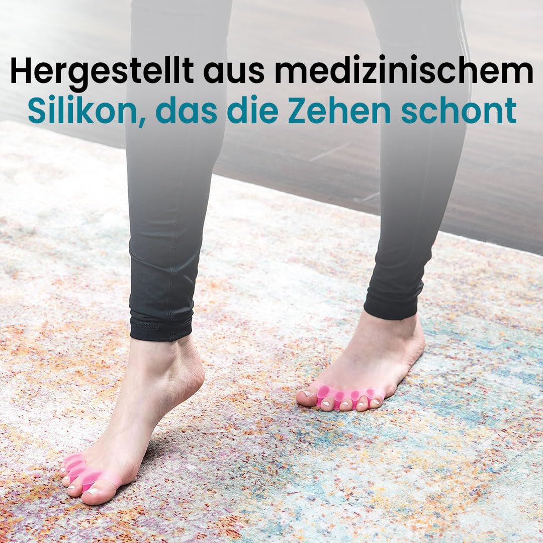 neuleben PerfectToes - Natürlicher Zehentrenner Silikon Zehenspreizer – Flexibler Hallux Valgus Schutz, Zehentrenner zur Korrektur, Fußpflege für Damen und Herren 2 Sätze