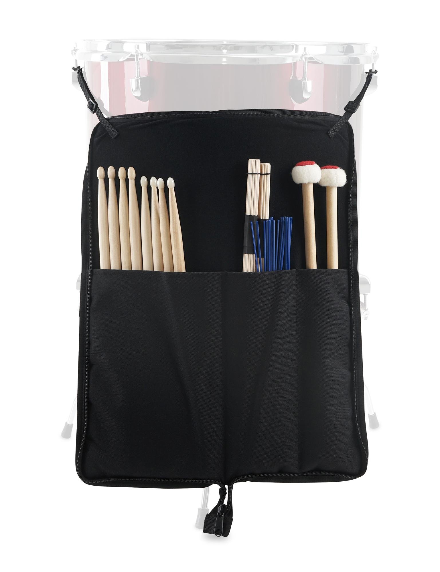 XDrum Drumsticktasca - Borsa Robusta per Bacchette - Scomparti Interni Divisi - Tasca Esterna Applicata - Tracolla Regolabile - Nero
