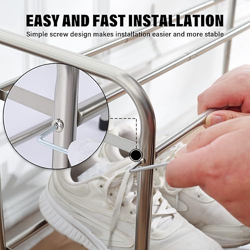 Miniatura 6 de GREATSK Zapatero expandible de 3 niveles, organizador de zapatos apilable y ajustable, estante de almacenamiento, estructura de metal resistente y