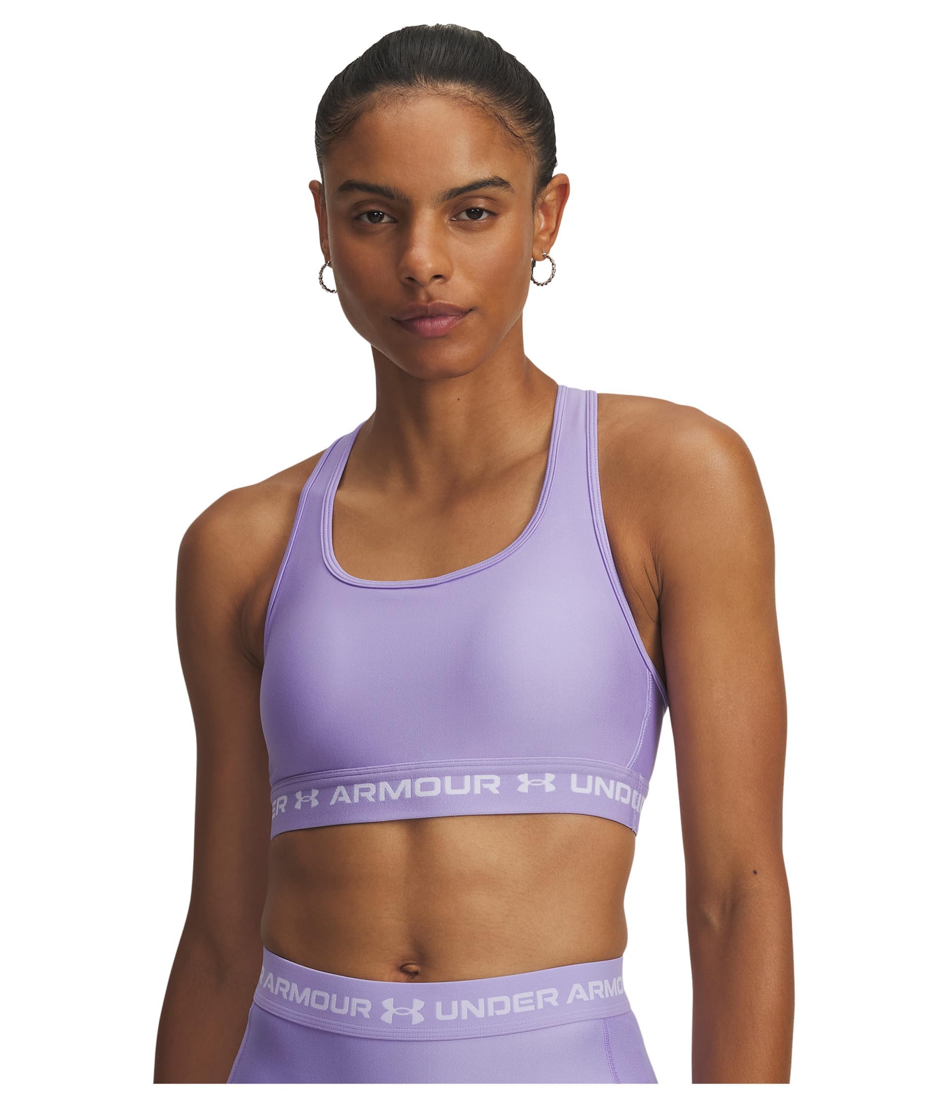 Under Armour Women’s Crossback Mid Impact Sports Bra, (538) Transparent / / White, M