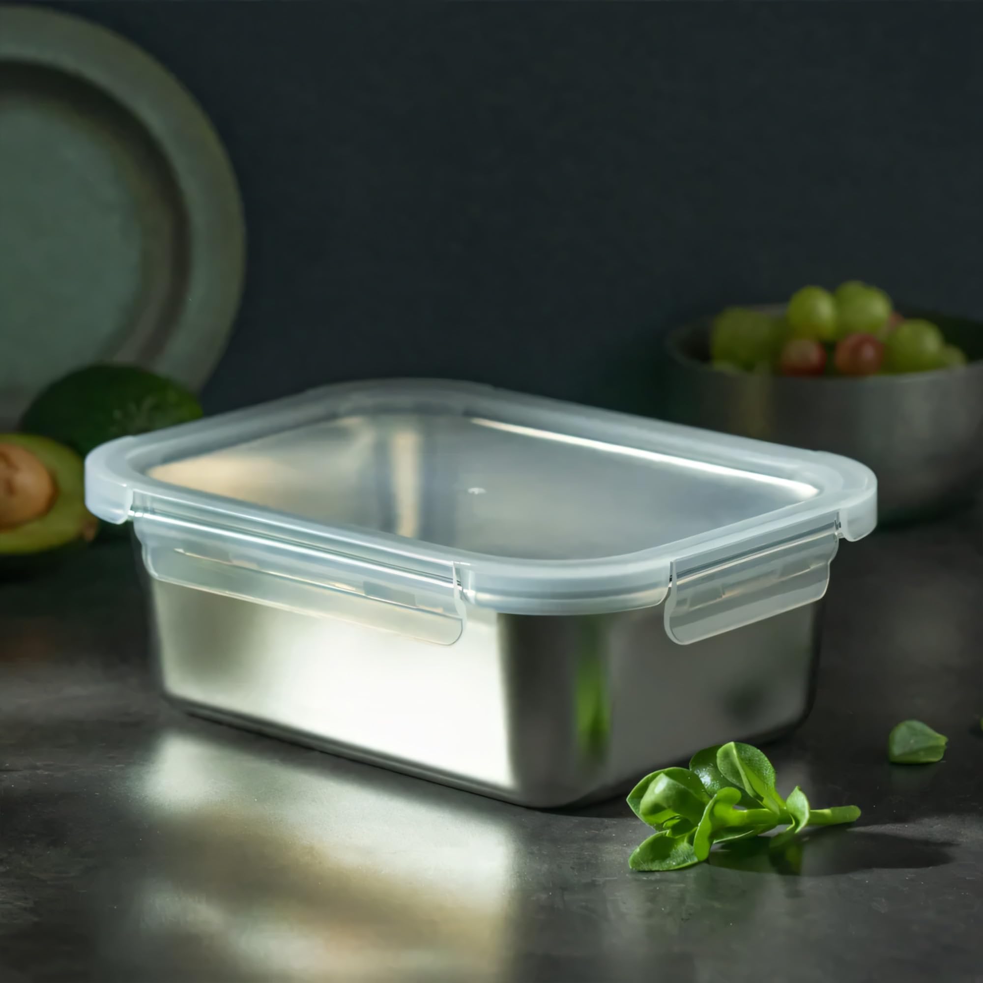 Sicignano | Set 2 Contenitori Alimenti Acciaio Inox Rettangolari ml.1780, Lunch Box Ermetici con Coperchio, Porta Pranzo per Ufficio e Scuola, Adatti a Microonde, Forno, Frigo e Freezer