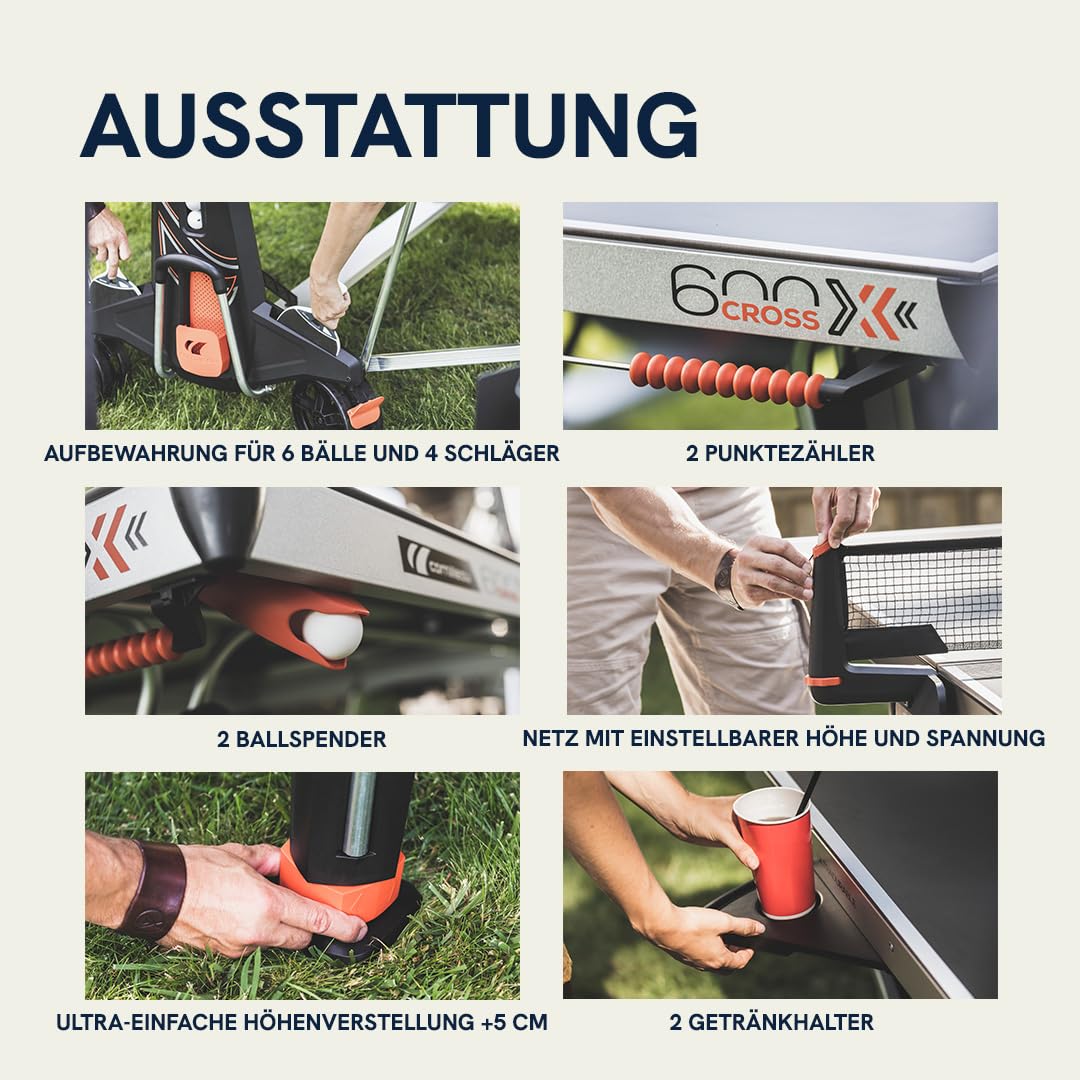 CORNILLEAU 600X - Outdoor Tischtennisplatte - Hochwertig und funktional - 7 mm Melaminharzplatte - Turnierqualität - Klappbar - Wetterfest - Robust - Schwarz oder Blau