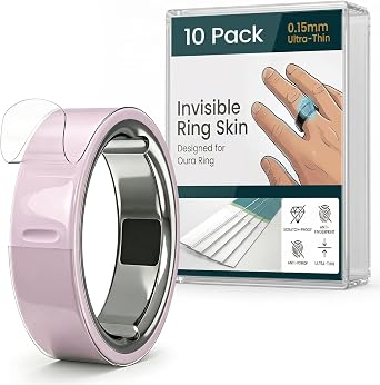 Ultra-Thin Clear Skin Cover for Oura Ring Gen 4/4 Ceramic/Oura Gen 3 | Invisible Transparent Anti-Scratch Protector Smart Rings Accessories Protective Film, 10-Pack, Size for 4/5/6/7/8/9