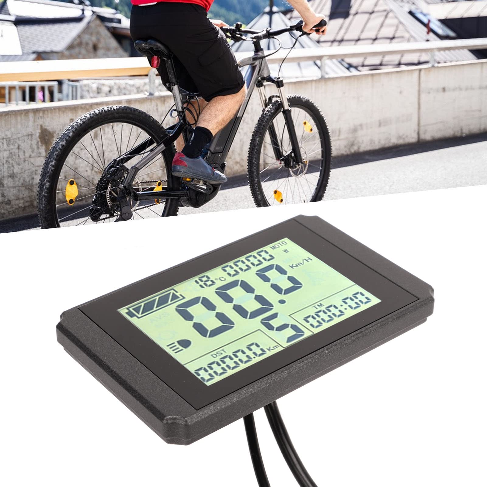 Buachois Pantalla LCD de Repuesto para Bicicleta Eléctrica con Conector SM