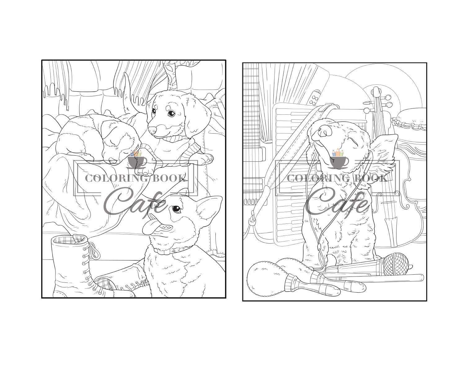 Dogs and Puppies Coloring Book: An Adult Coloring Book Featuring Fun and Relaxing Dog and Puppy Designs
