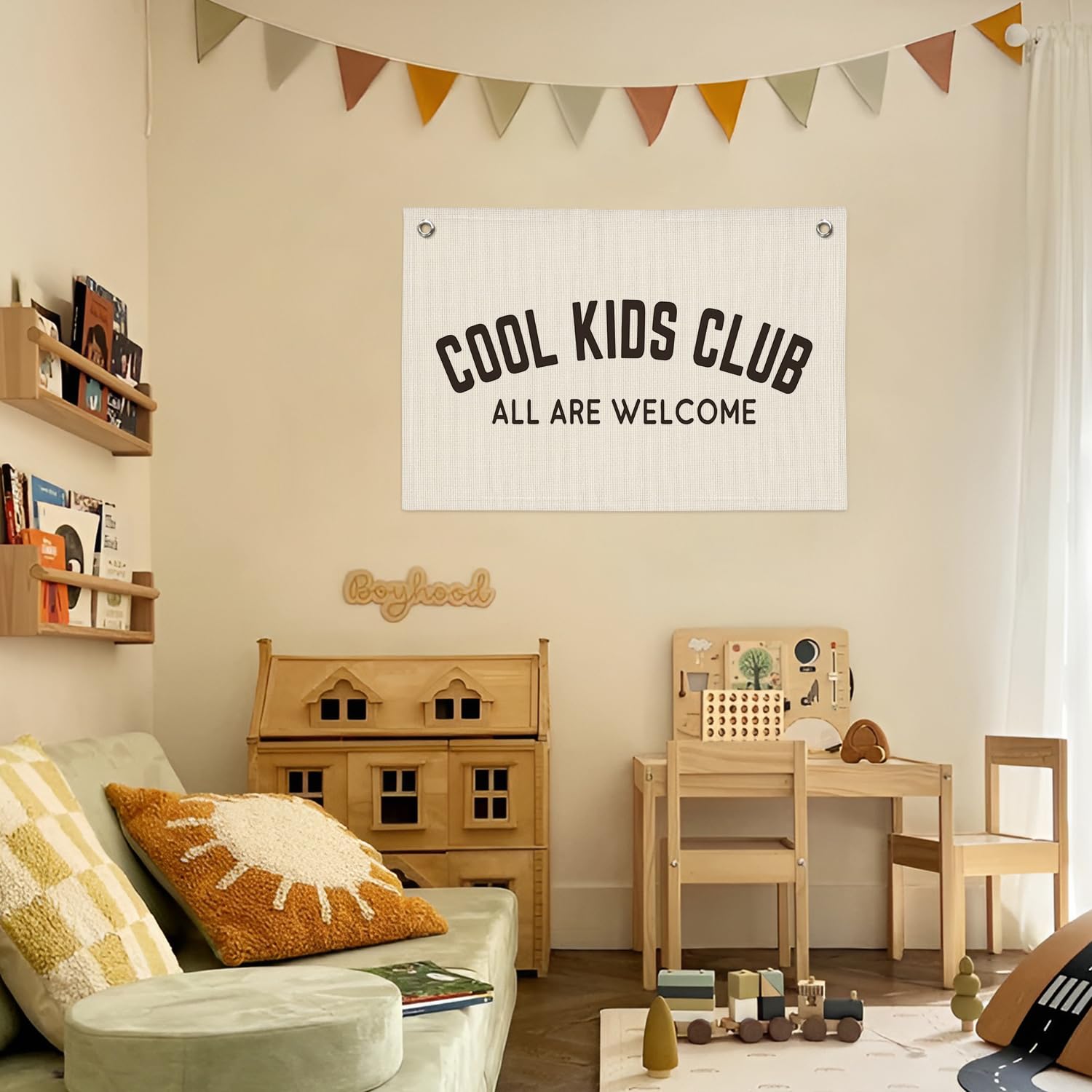Kids Room Linen Hanging Banner – Inspirierende Leinen-Flagge Für Kinderzimmer, Kindergarten & Spielzimmer