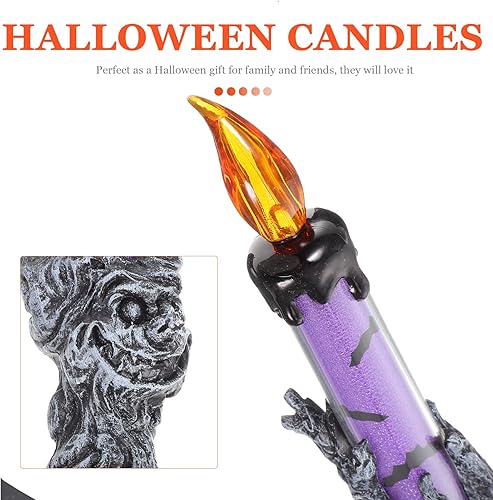 Miniatura 9 de Uonlytech Vela LED de Halloween, decoración de Halloween, 2 unidades, velas de Halloween, lámpara iluminada, vela LED sin llama para ventana, mesa,