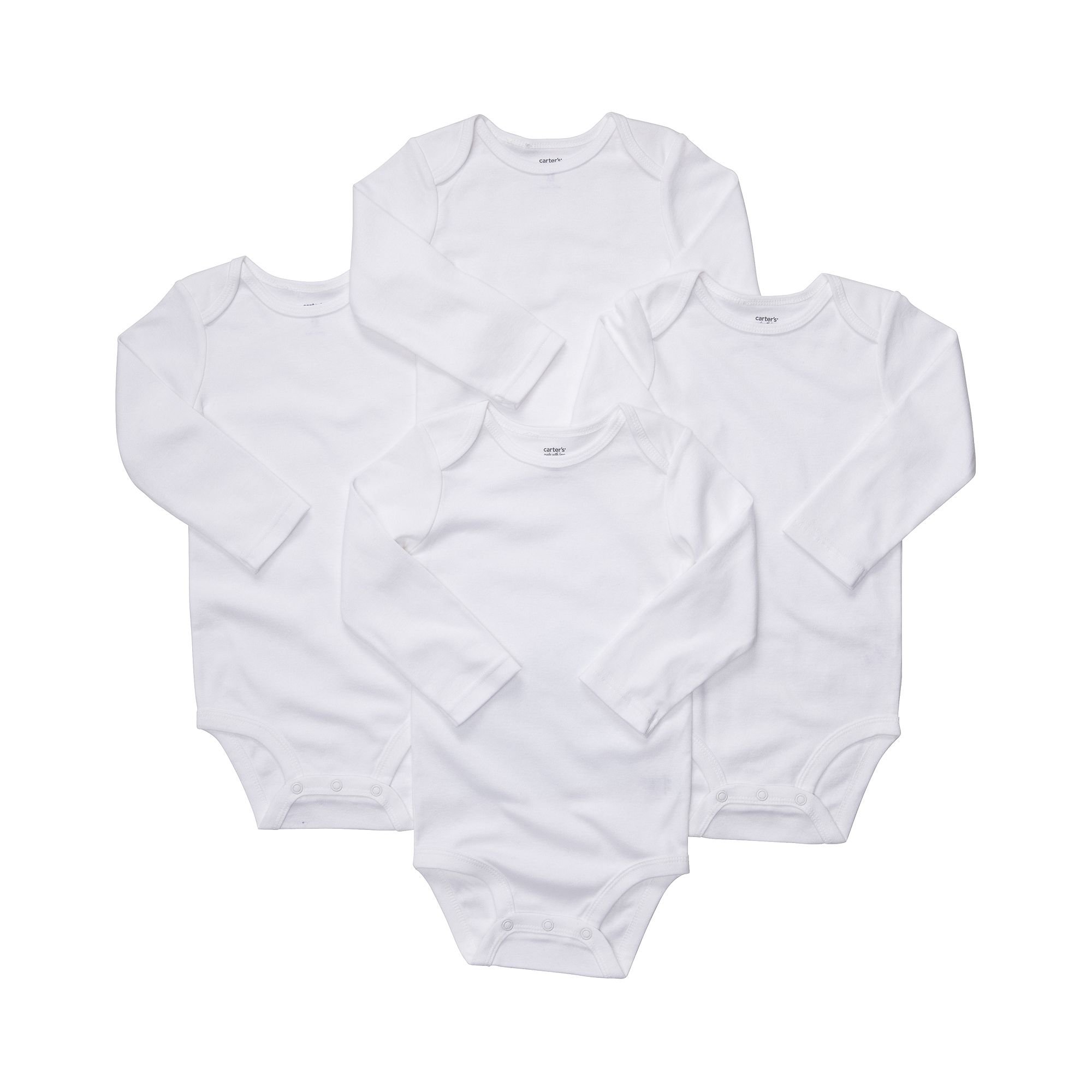 Bodysuits Carter's unisexes pour bébé lot de 4 manches longues en coton doux