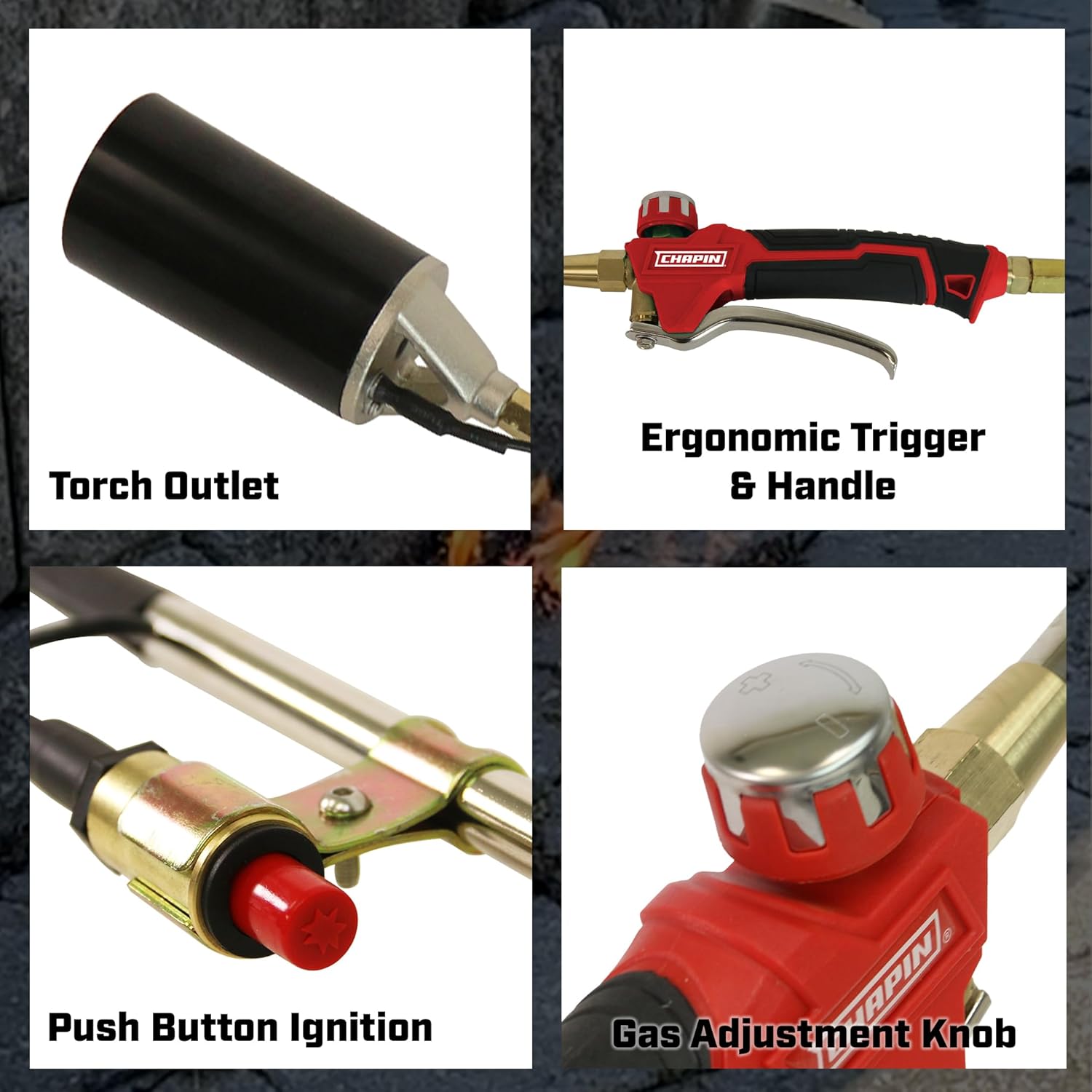 Chapin 75113: Heavy Duty Propane Weed Burner Torch, with 6.5 Feet PVC Hose, 340,000 BTU, Trigger Flame Engagement, 20 Lb Connection, Electric Piezo Ignition with Gas Valve, Propane Tank Not Included