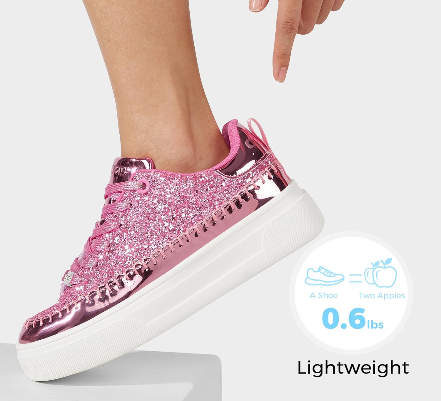 LUCKY STEP Platform Glitter Sneakers for Women Fashion Sparkly Bling Shiny Low Top Tennis Sneakers Faux Leather Casual Walking Shoes - Image 5