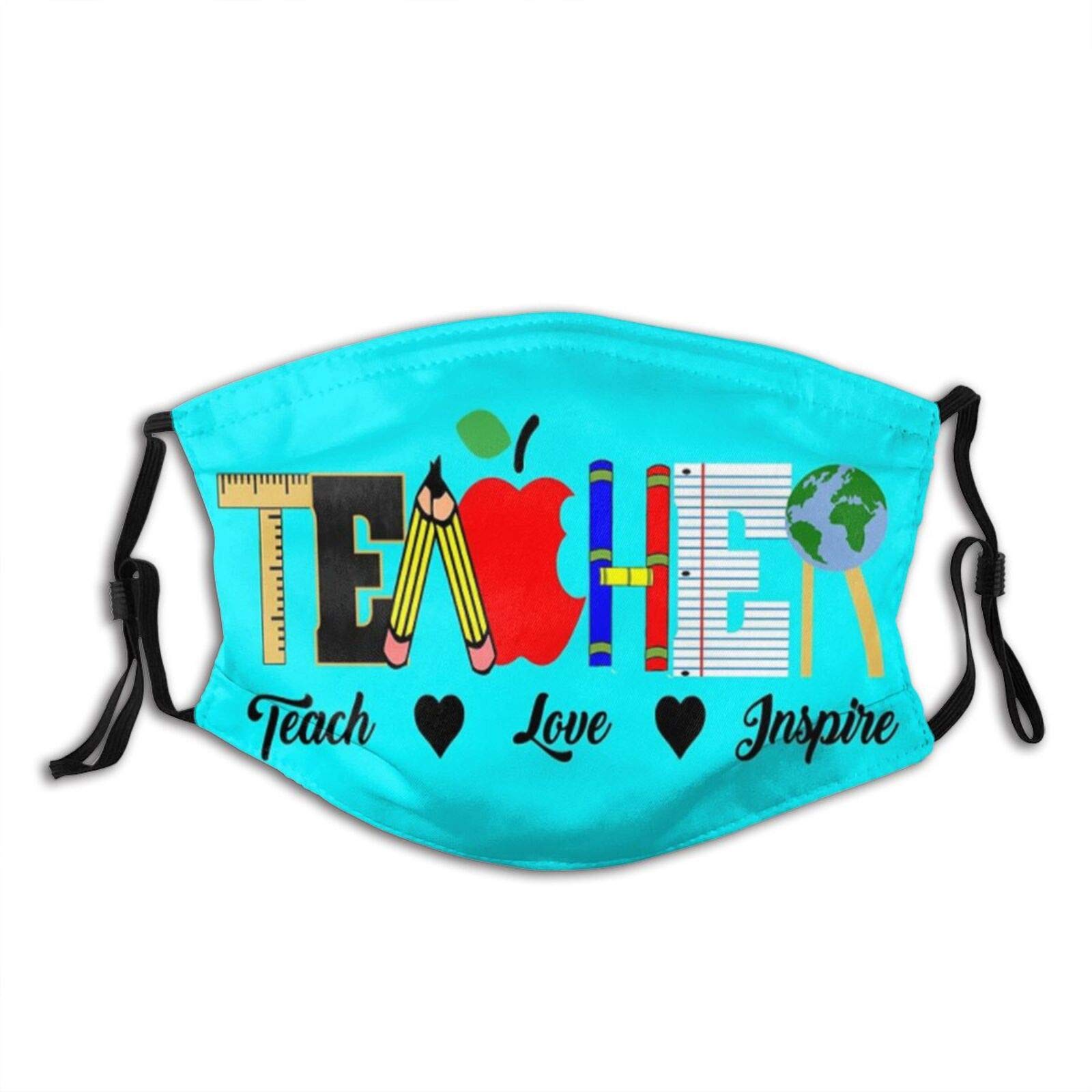 goincrond Teach Love Inspire Face Mask Washable, Cloth Breathable Reusable Face Masks With Filters For Adult Women Men