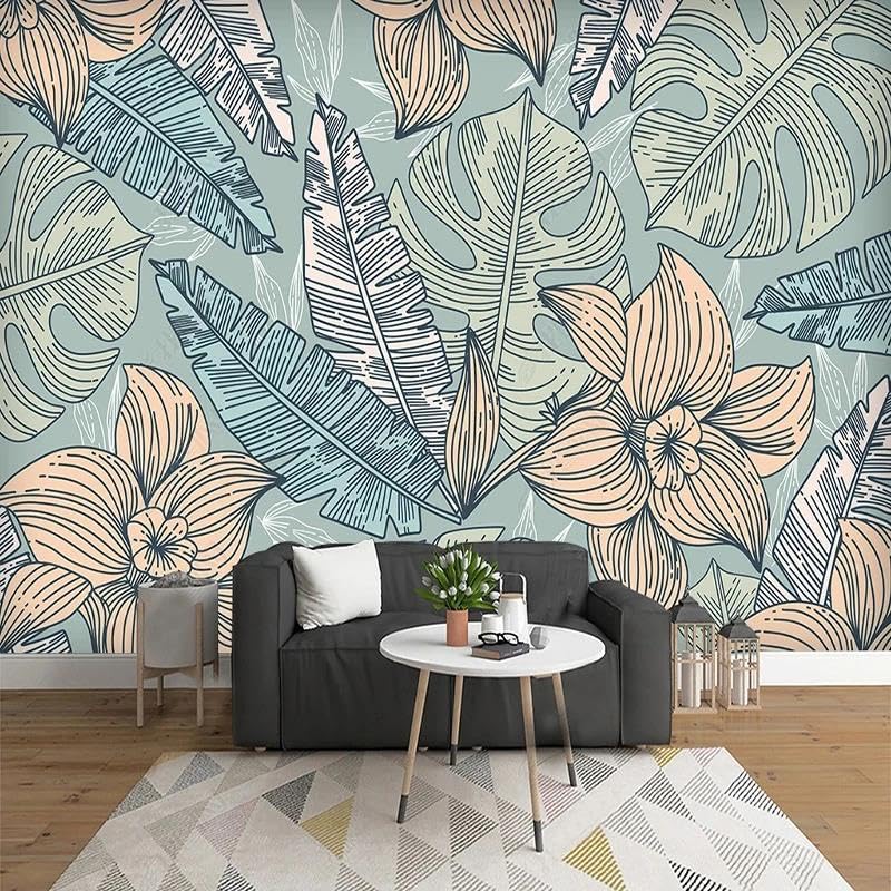 Papier peint mural 3D plantes et fleurs grand format pour séjour