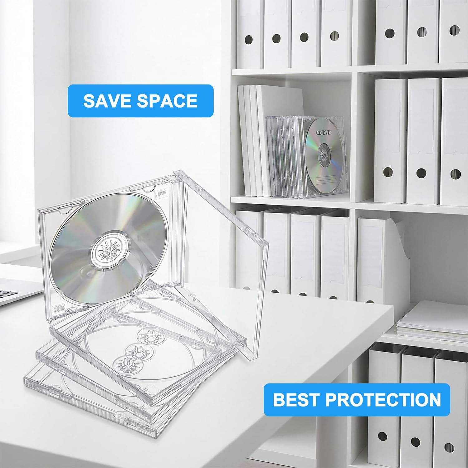 25 Pcs 10.4 mm CD Jewel Cases Standard Single Clear CD Case DVD Cover Protection Replacement for Disks Protection (Clear)