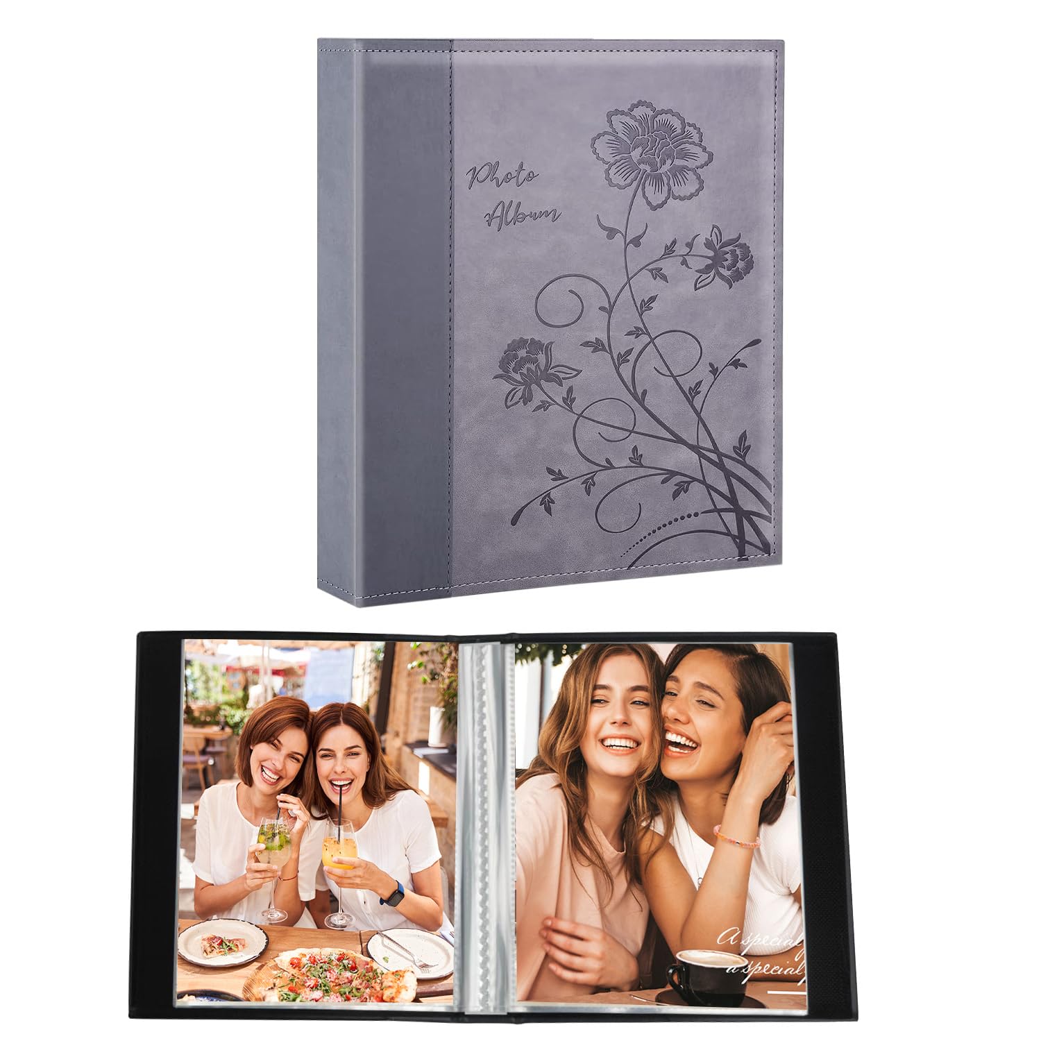 Artmag Small Photo Album 4x6 2 Pack, Each Pack with 26 Clear Pages Holds 52 Vertical Photos for 4x6 Picturs, Artwork or Postcards Storage (Grey)