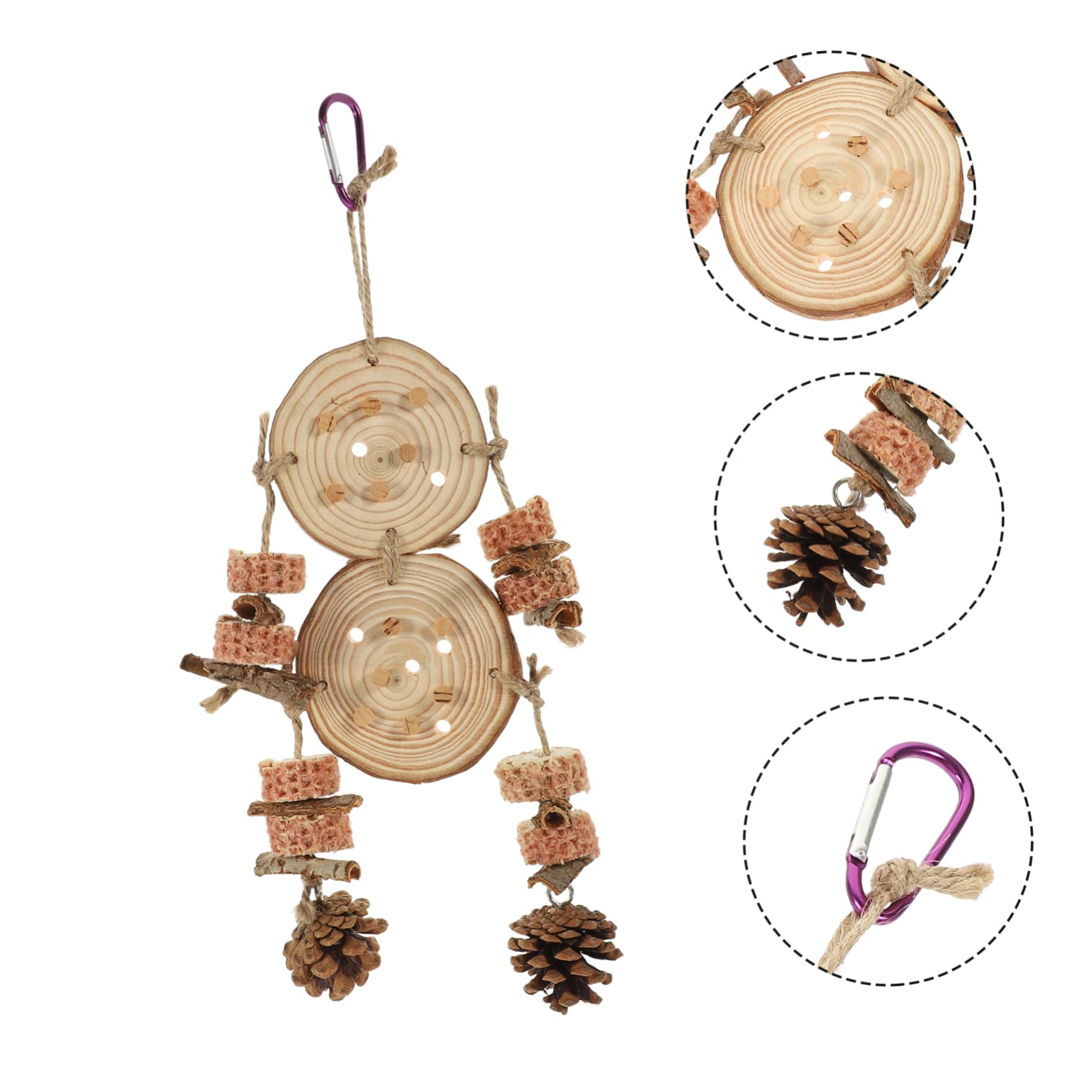 YARNOW 4 Piezas De Loro Muele Y Mastica Juguetes Pájaros Juguetes Pájaro e De Madera Suspender Loro e Columpio e Periquito Jaula Accesorios Práctico