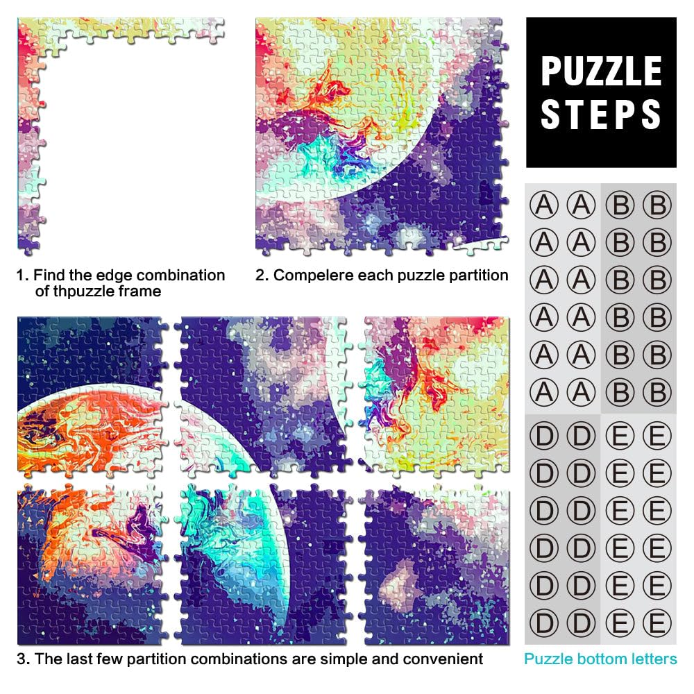 Arte spaziale Pianeti astratti Puzzle da 2000 pezzi per adolescenti Giocattoli Giochi Educativi Antistress Decorazione murale Regali unici per compleanno e Natale 70x100cm