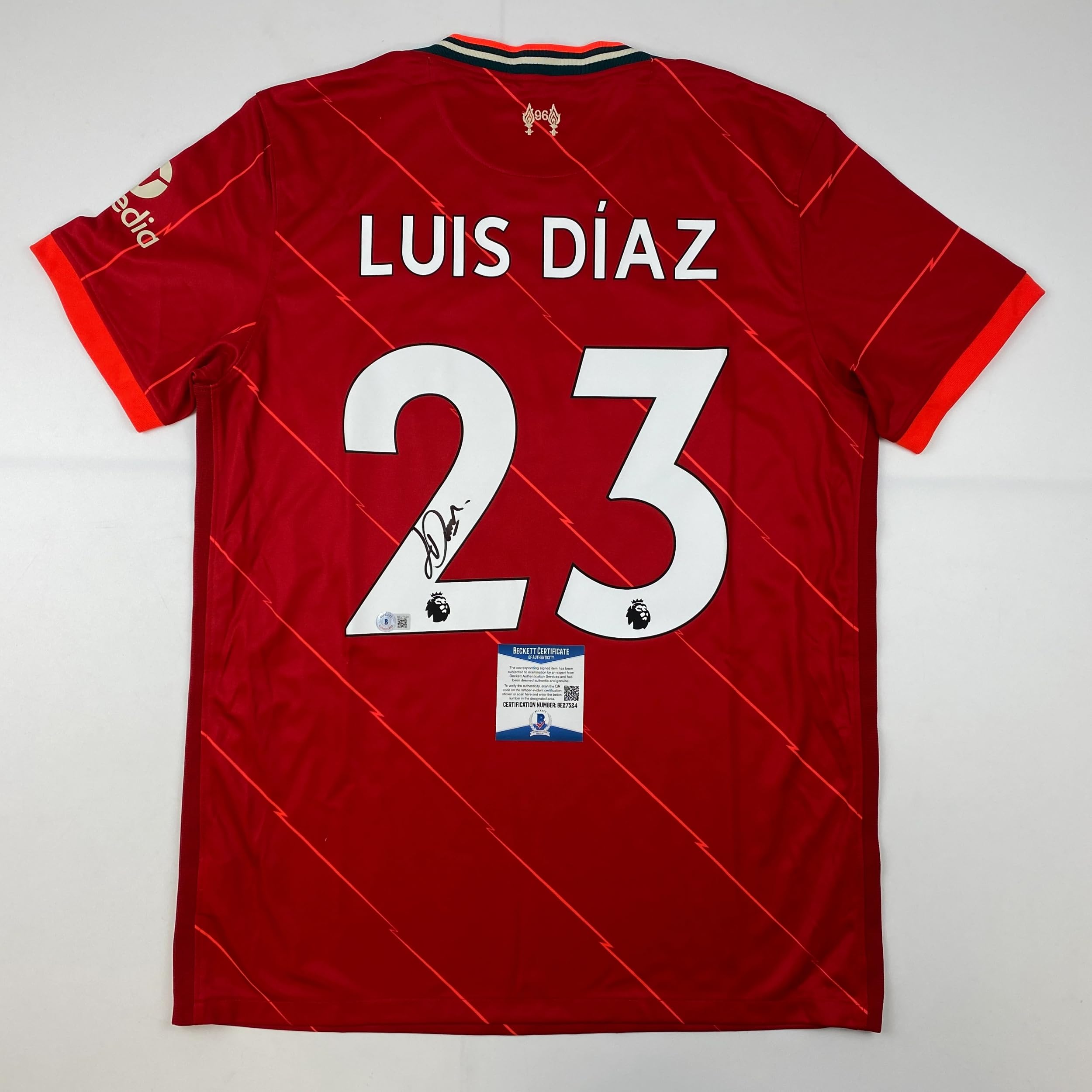 Autographed/Signed Luis Diaz Liverpool Red Soccer Jersey Beckett 