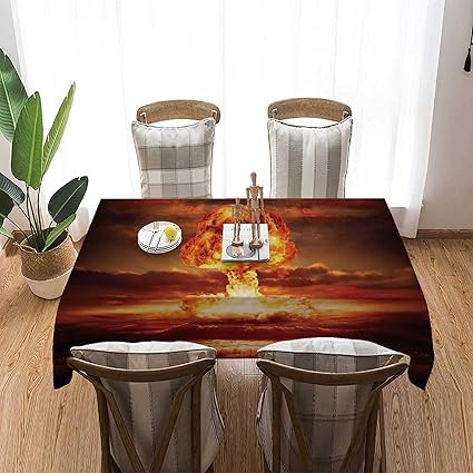 Amazon テーブルクロス 国 海の爆弾核融合放射性黙示録イラストプリント装飾 オレンジイエロー 140 2cm ポリエステル 耐用 肌触り良 おしゃれ 汚れ防止 インテリア キッチン ダイニング リビング パーティー用 テーブルクロス オンライン通販