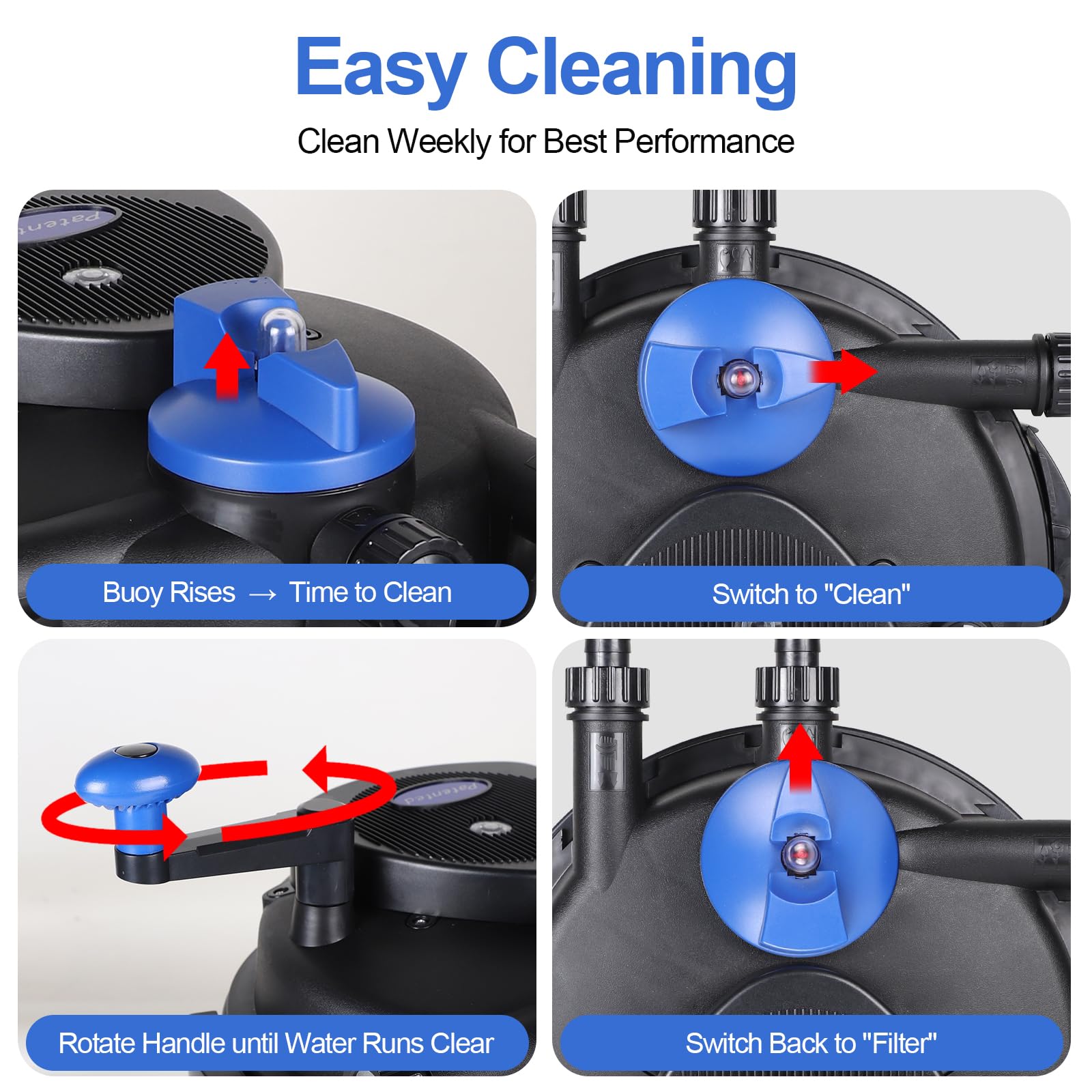 CPROSP Filtro de Estanque a Presión con UV-C 11W | 6.000 L/h | Agua Cristalina sin Químicos | Limpieza con Manivela | IP44 | Cable 3m