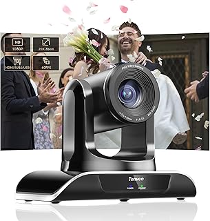 Tenveo HDMI/RJ45/USB PTZ Conference Room Camera 20X Optical Zoom IP Live Streaming Camera FHD 1080P 60FPS for Video Conferencing Live Streaming Meeting Church Services Worship Skype Zoom Teams OBS