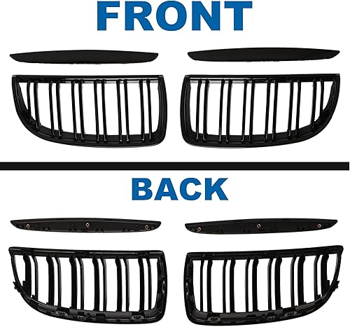 Miniatura 123 de Rejilla frontal negra brillante compatible con BMW Serie 3 G20 2019 2020 2021 2022 316i 318i 320i 328i 330i 330i 335i 340i Doble lamas negro