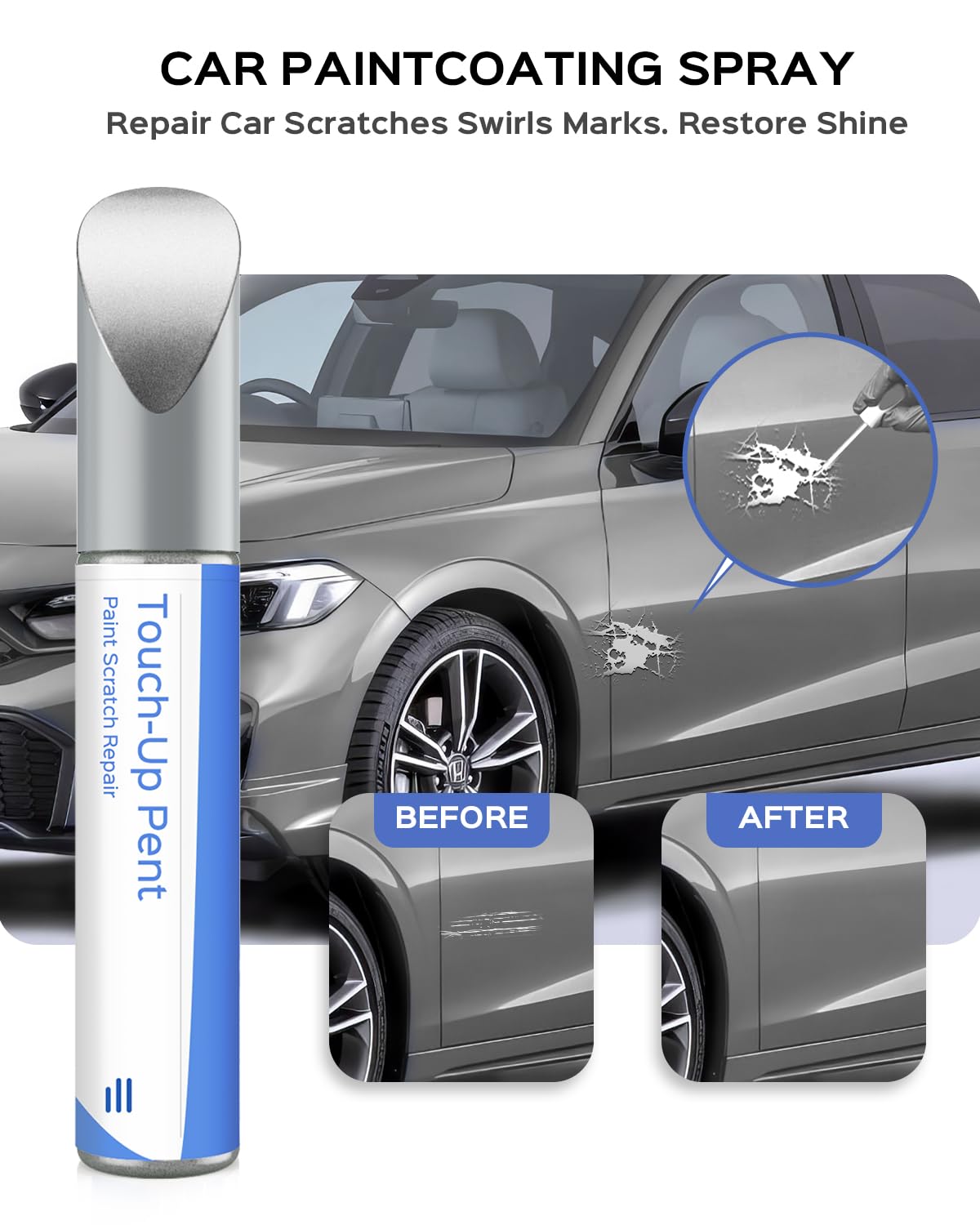 PARTS4EV NH-830M Lunar Silver Metallic Touch Up Paint Compatible with Honda Exact Match Chips and Nicks Touch Up