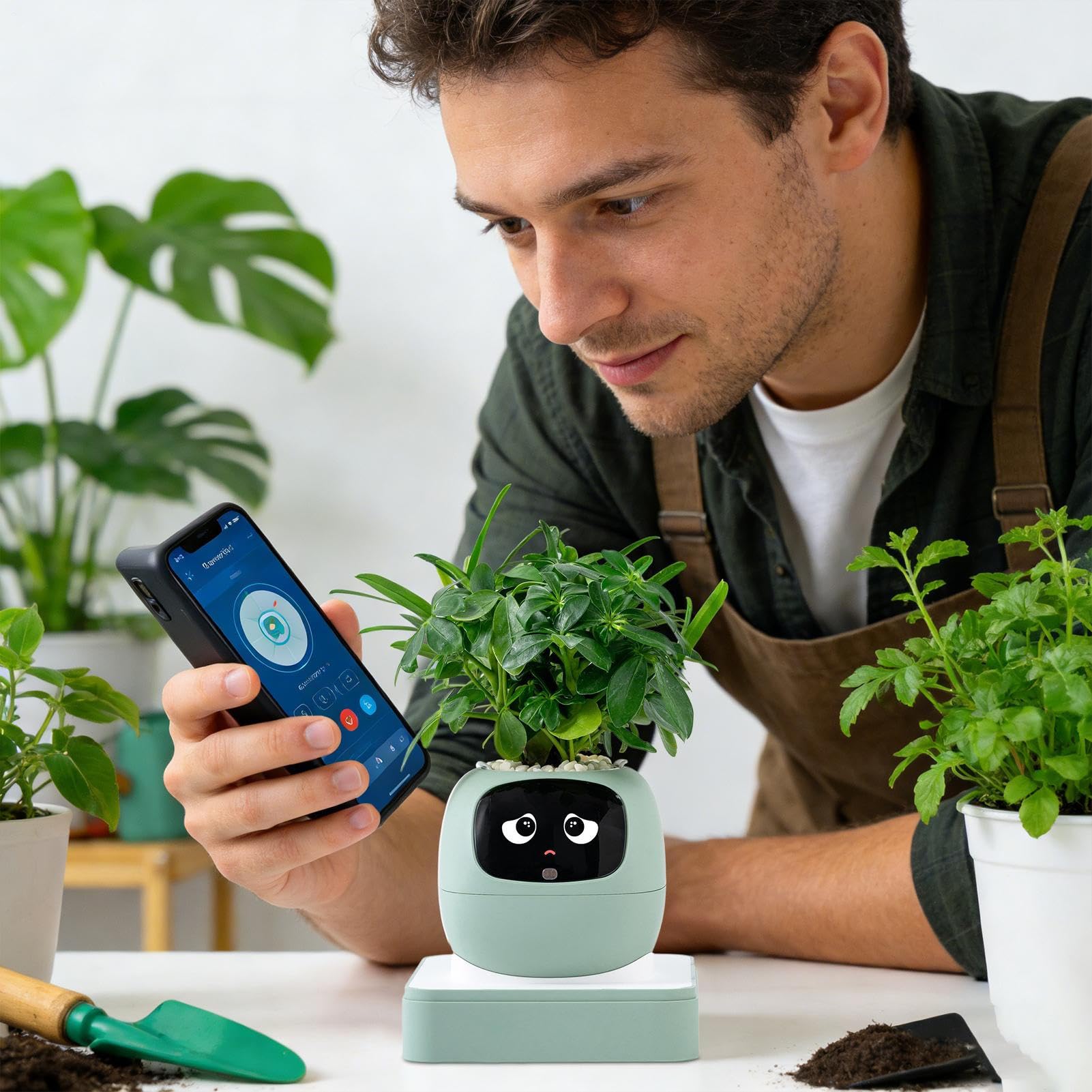 Smart Plant Pot AI – Fioriera per la cura degli animali domestici, piccoli cactus, interni, appartamento, ufficio, soggiorno, camera da, appartamento, ufficio, soggiorno, camera da
