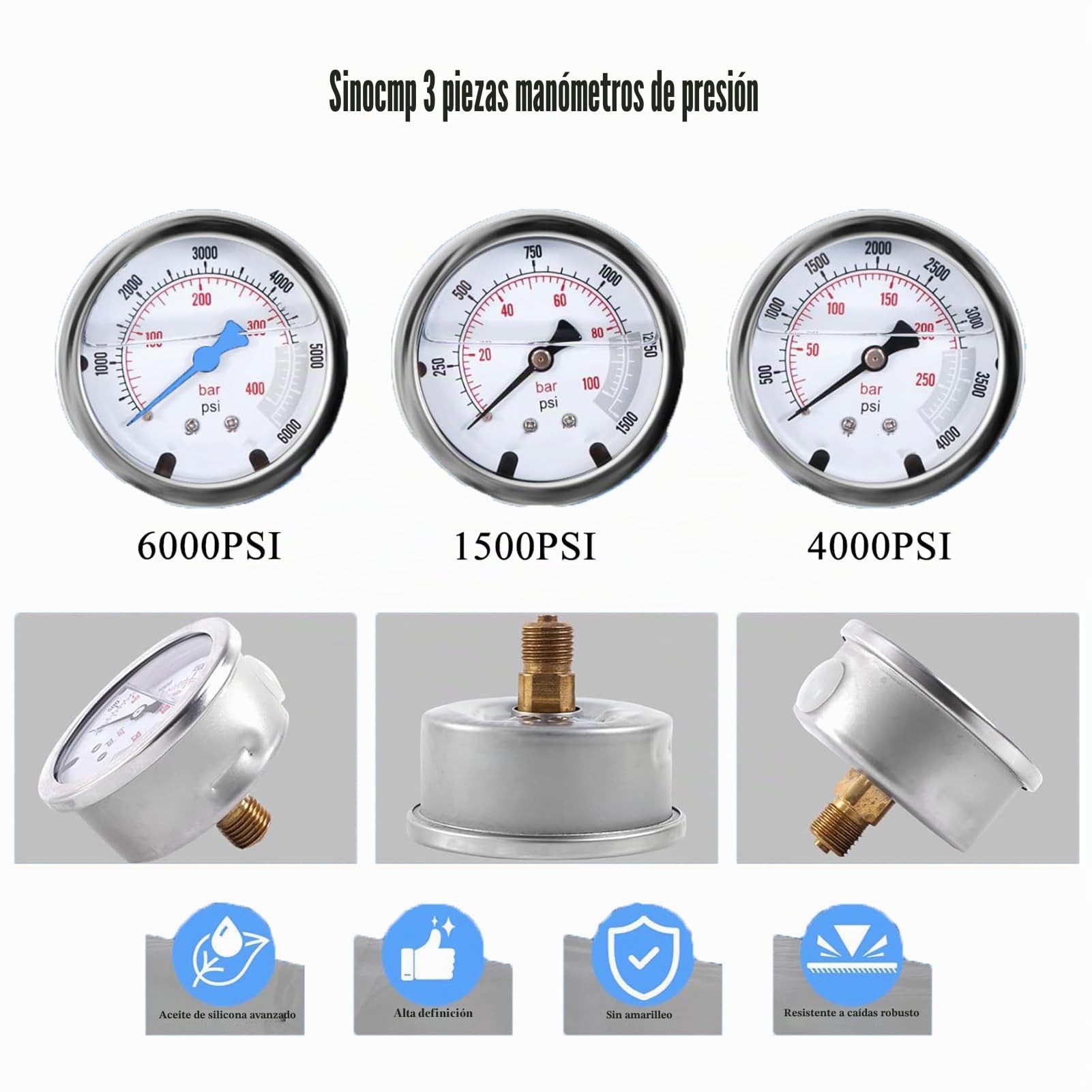 Kit De Carga De Acumulador De NitróGeno HidráUlico, HidráUlico del Acumulador De NitróGeno, Sistema De Prueba De PresióN con 3 ManóMetros, 7 Acoplamientos y 1 Manguera De Gas