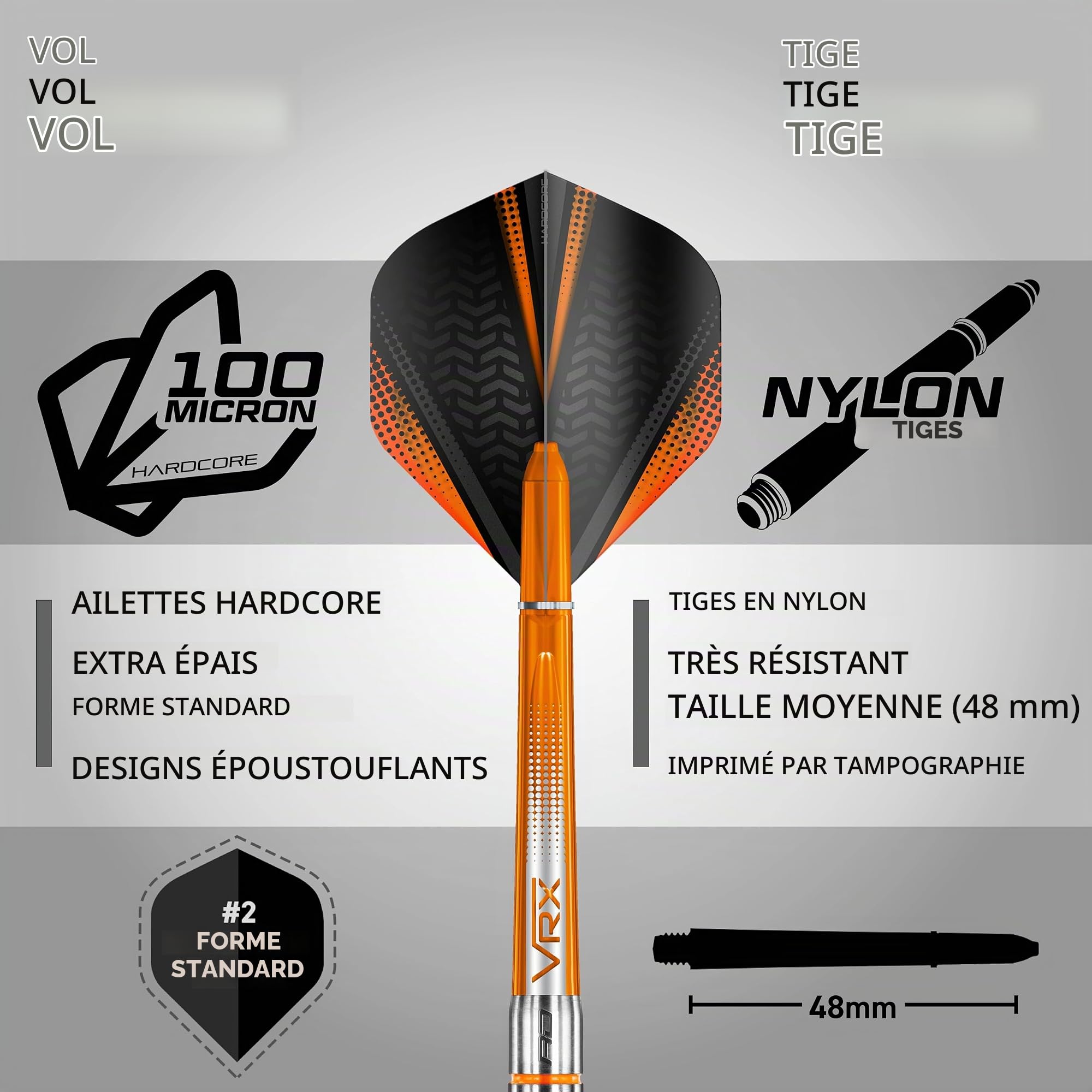 RED DRAGON Amberjack 23g, 25g ou 27g Fléchettes Pointes Acier avec Ailettes et Tiges de Flechettes