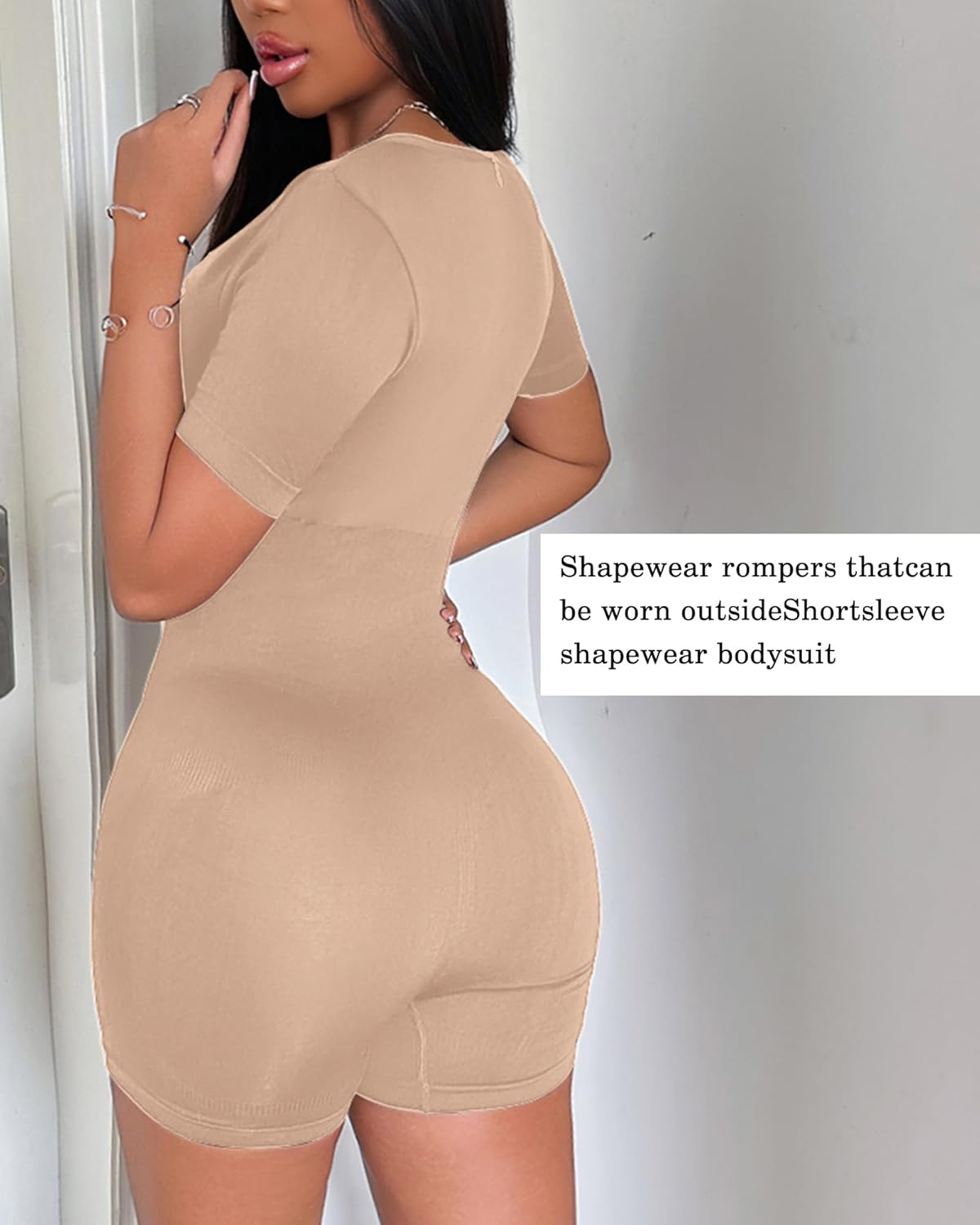 Sliot Women's Seamless Workout Jumpsuit - Tummy Control Yoga Romper with Short Sleeves, Bodysuit for Gym, Summer Outfits - Image 6