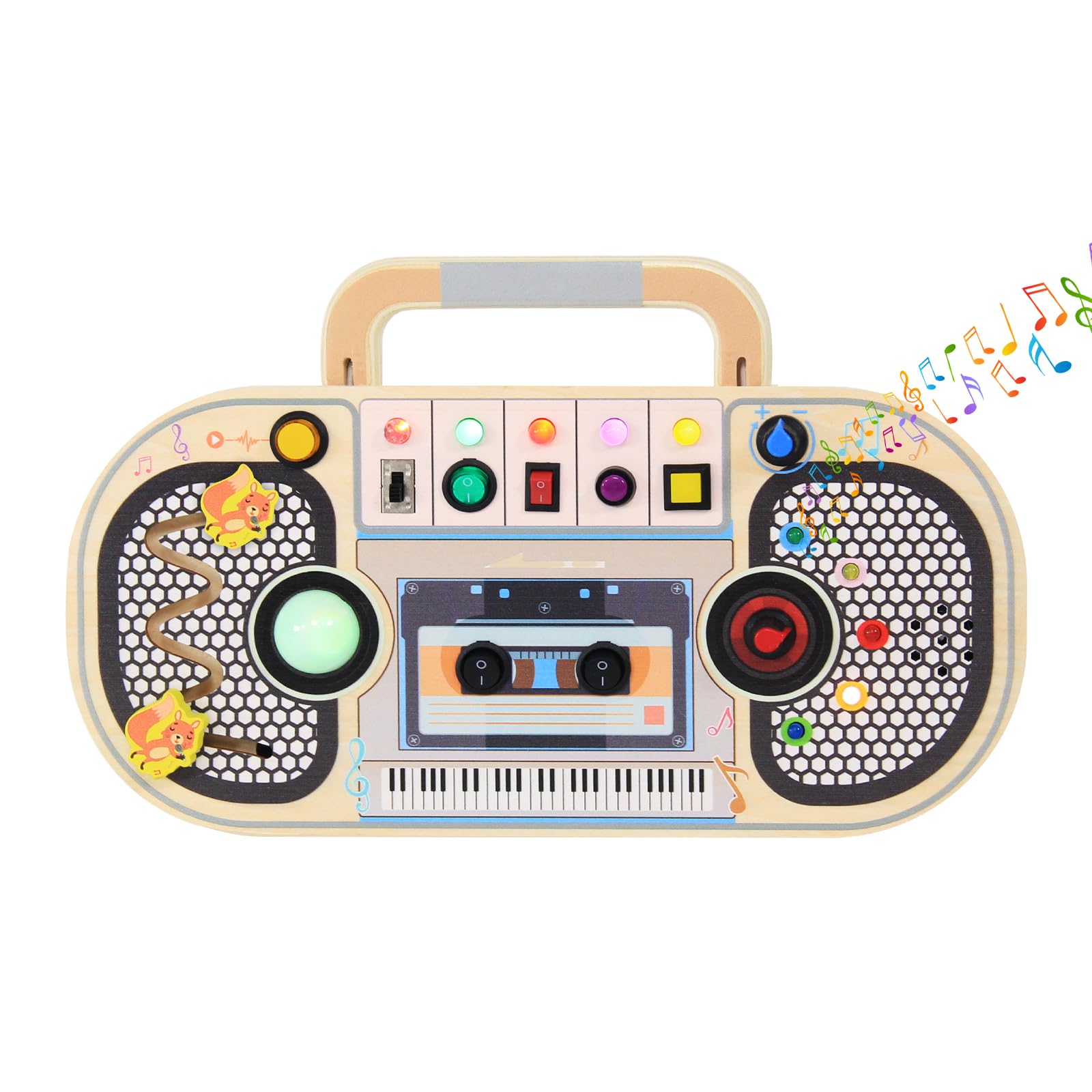 Baeroly Los juguetes Montessori son tablas de madera equipados con interruptores LED, grabadoras y telégrafos inalámbricos, para niños a partir de tres años