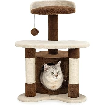 lionto Cat Scratching Post with Cave Platform & Lots of Sisal