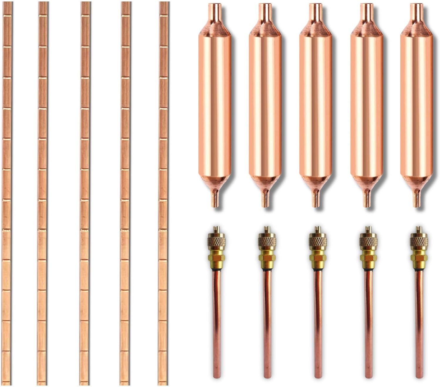 Refrigerator Filter Dryer 12PCS, Copper Access Valve 1/4 /Filter Dryer for Refrigeration/Phosphor Copper Brazing Rods Fridge Air Conditioner Repair Tool Kit