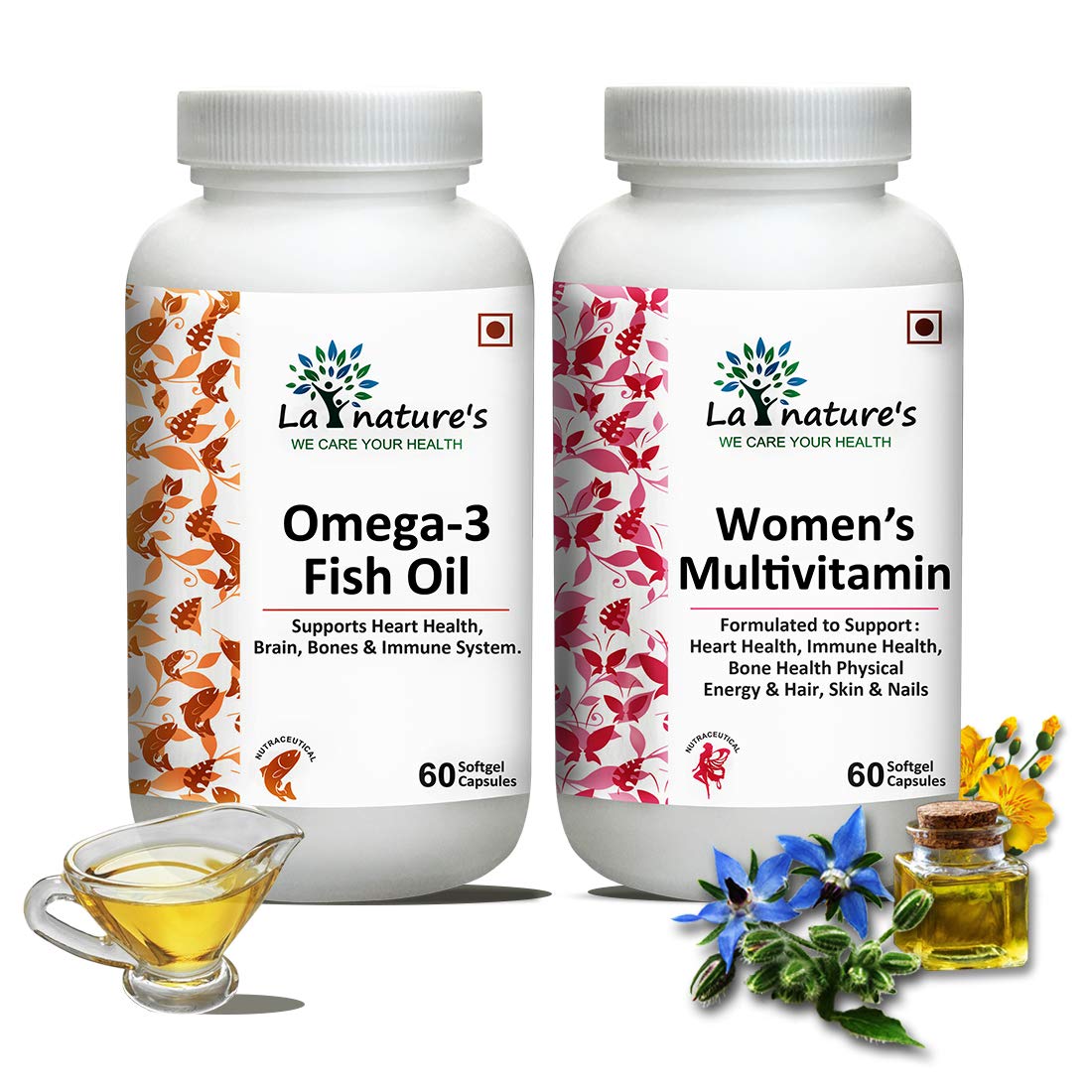 La Natures Omega 3 Fish Oil Gold and Women Multivitamin - 180mg EPA, 120mg DHA Essential Vitamins A C E B6 B12 Biotin -Heart Brain Joint Hair Nails Skin and Immune Support - 120 Softgels (B08FBF22FN) Amazon Price History, Amazon Price Tracker