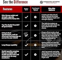 Vista 7 de Modern Spare Kit completo de neumáticos de repuesto compactos con funda de transporte, se adapta a Tesla Model 3 2017-2025