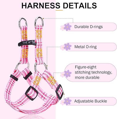 Miniatura 6 de BEAUTYZOO Juego de arnés y correa para perro pequeño sin tirones, arnés de nailon ligero para cuello y pecho ajustable para perros, niñas y niños,