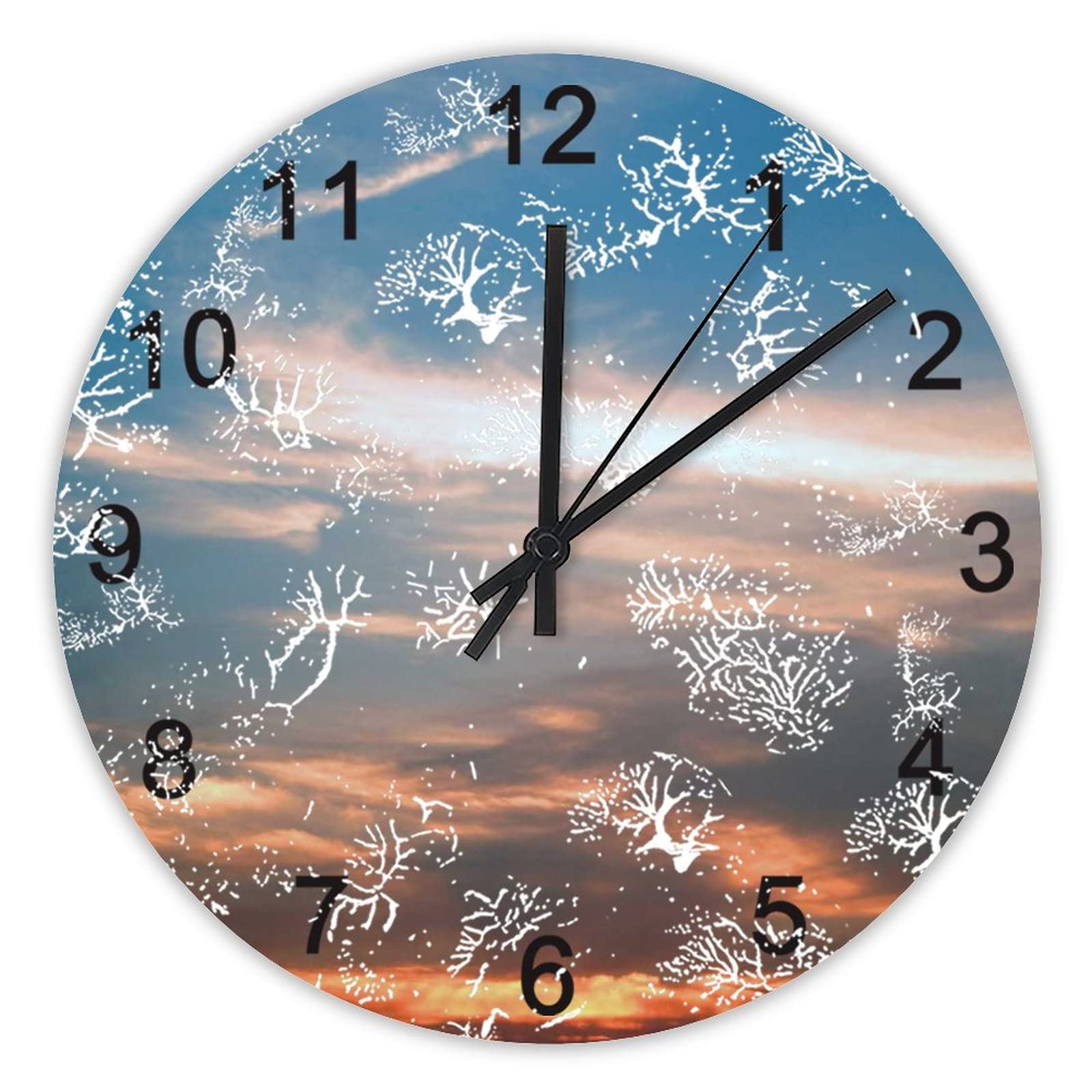 Horloge murale silencieuse de 40 cm pour cuisine et bureau au design coucher de soleil