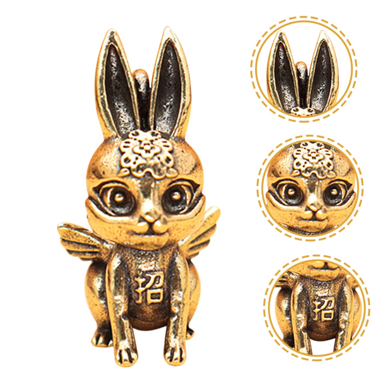 VOSAREA 4 Ensembles Pendentif Lapin en Laiton Antique Lapin Sculpture Chinois Année du Mini Figurine Escargot Décor Chinoiserie Ornements 5 pièces * 4