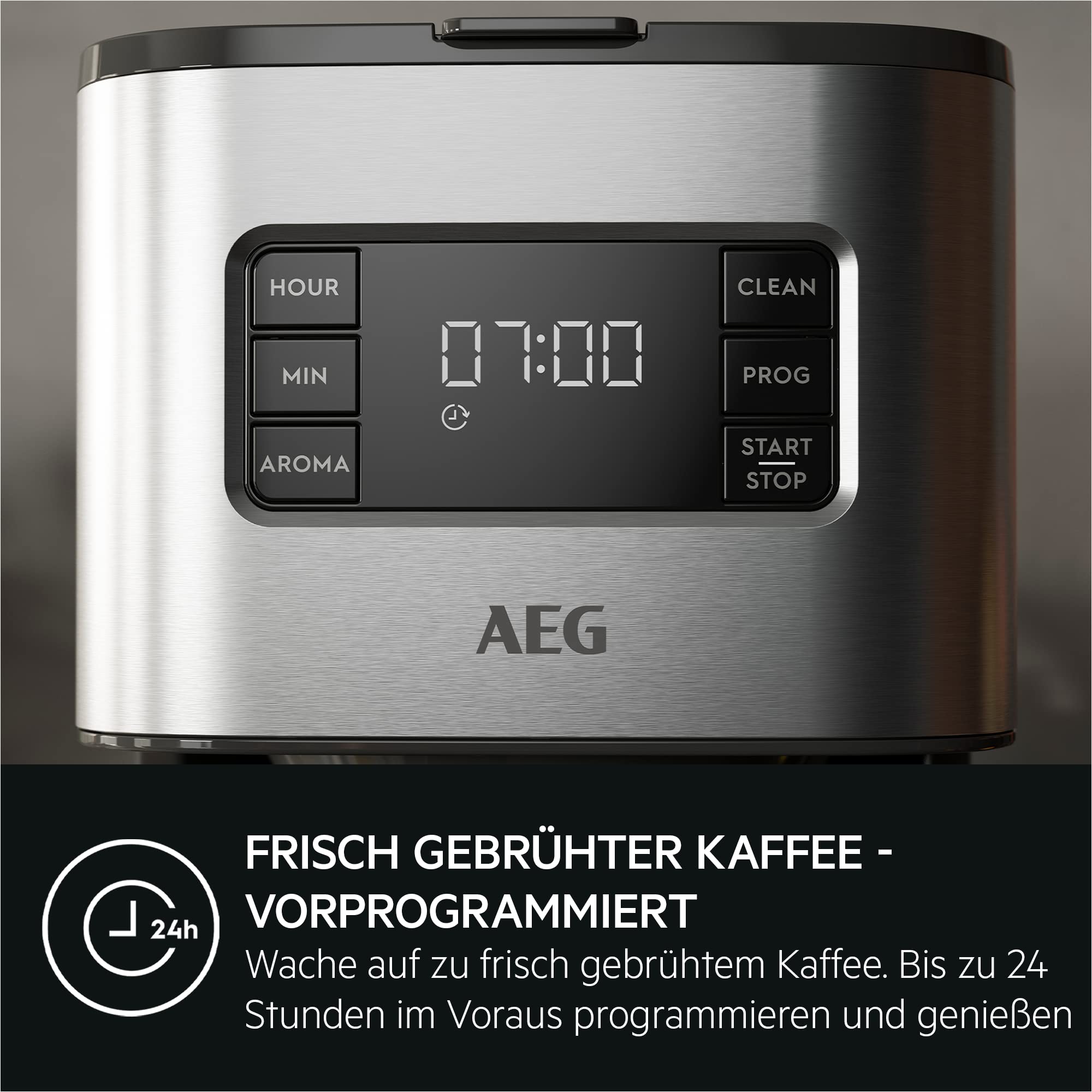 AEG Kaffeemaschine Deli 5, 1,5 l, Programmierbarer Timer, Warmhaltefunktion, Sicherheitsabschaltung, Wasserstandsanzeige, Optimale Mengendosierung, Anti-Tropf-Funktion, Edelstahl, CM5-1-6ST