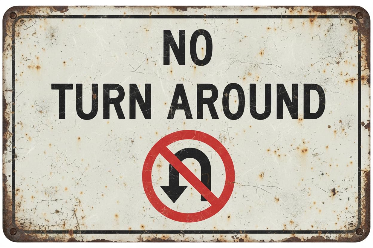 Wall Decor No Turn Around U-turn With Graphic Traffic Street Restriction Alert Attention Caution Warning Notice Aluminum Metal Tin 8"x12" Sign Plate Vintage Signs Plates Printed