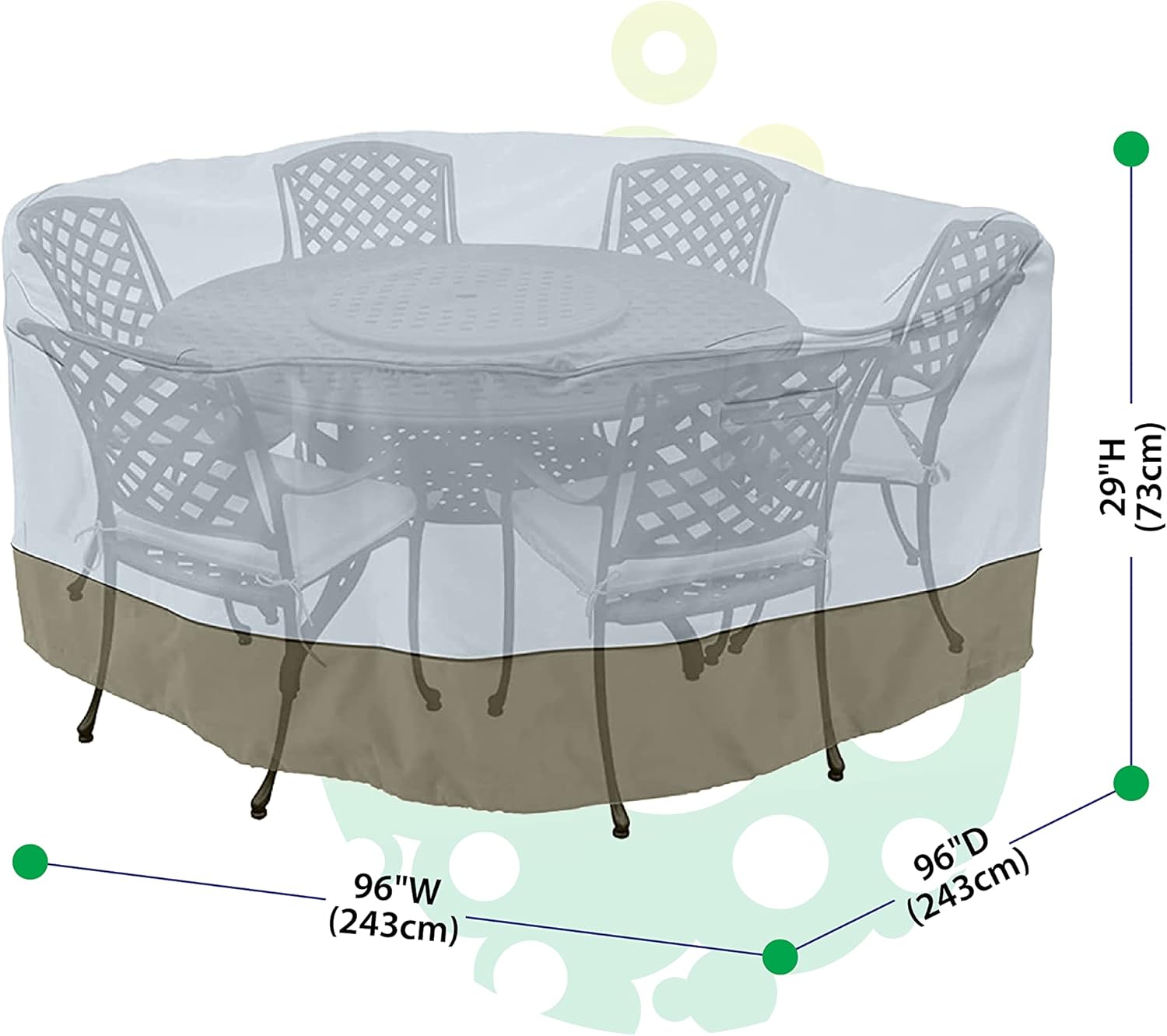 [monsoon] Medium 96 in. Round Patio Table with Chairs Cover 96L x 96W x 29H