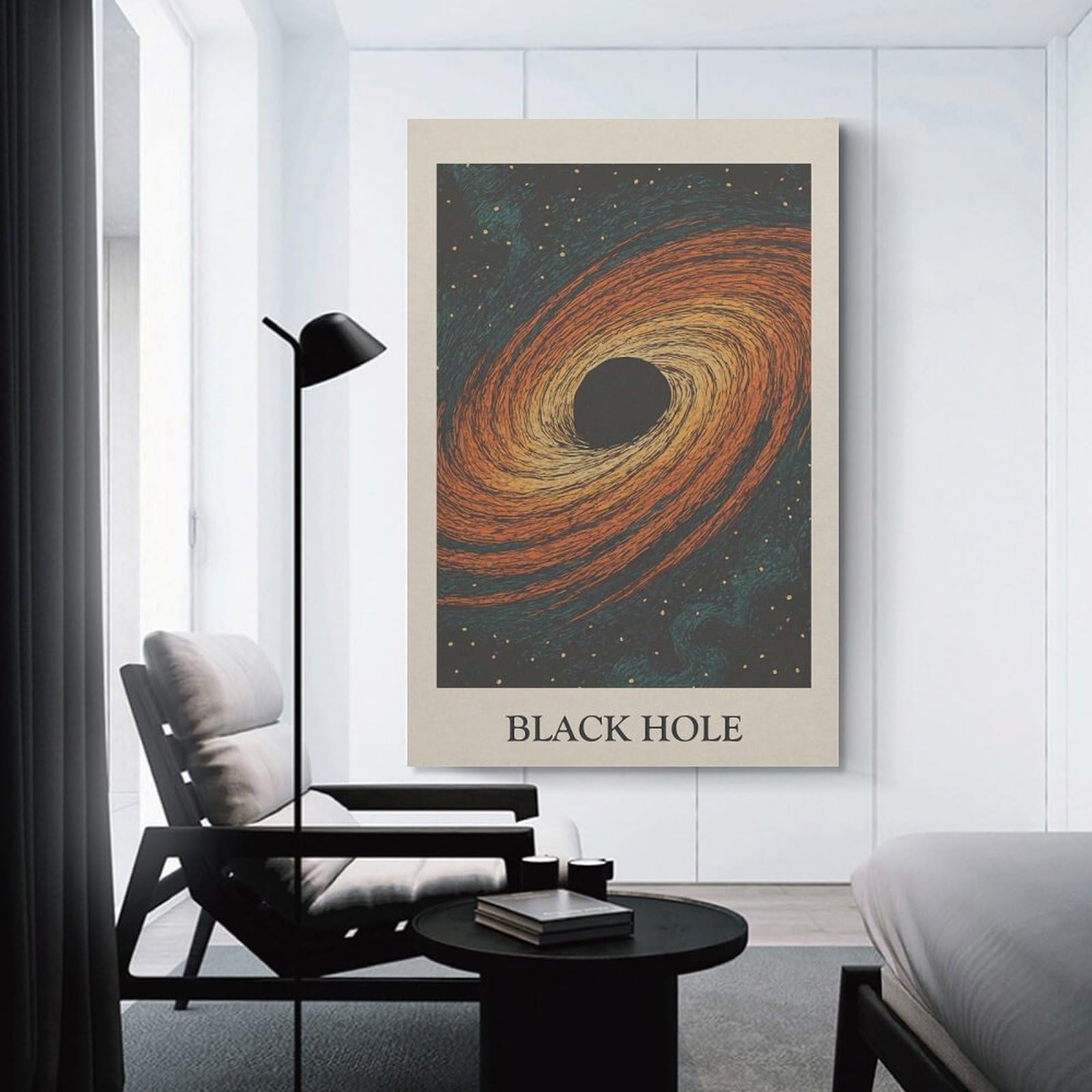 Junmoney Black Hole Illustration Room Decor Wall Art, 12x18inch(30x45cm), for Hallway, Lounge Or Guest Room, Gift Idea for Housewarming And Birthdays