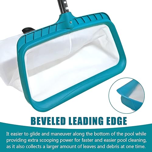 Miniatura 9 de POOLWHALE Rastrillo de red de desnatador de piscina, red de nailon profundo con marco de aluminio, redes de malla ultra fina para limpiar hojas,