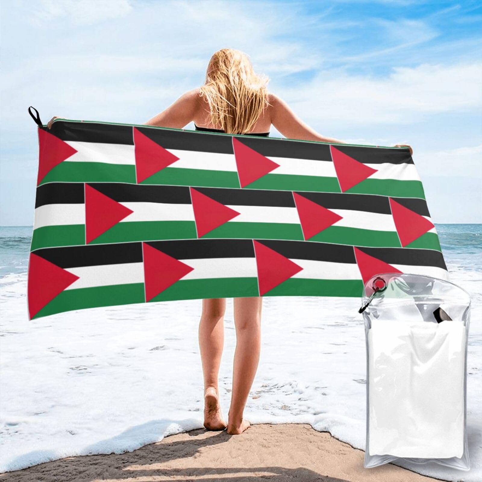 DIEzig Palestine Flag Print Beach Towel Fast Dry Thin For Holiday Vacation Cruise Gym Swimmers