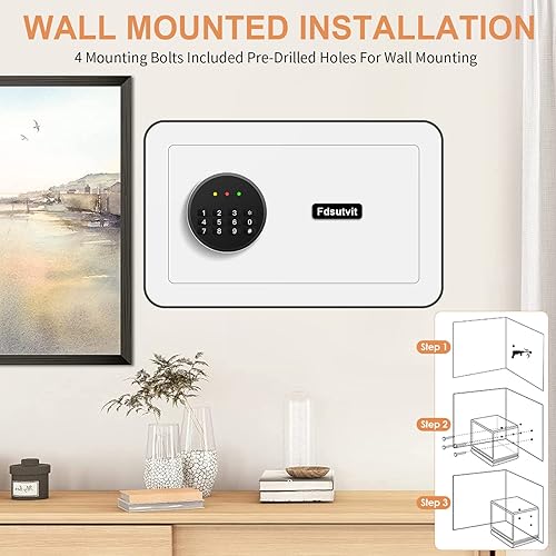 Miniatura 5 de Caja fuerte de 0.5 cúbicos para el hogar, a prueba de fuego, impermeable, a prueba de fuego con llave de teclado digital, caja fuerte de seguridad