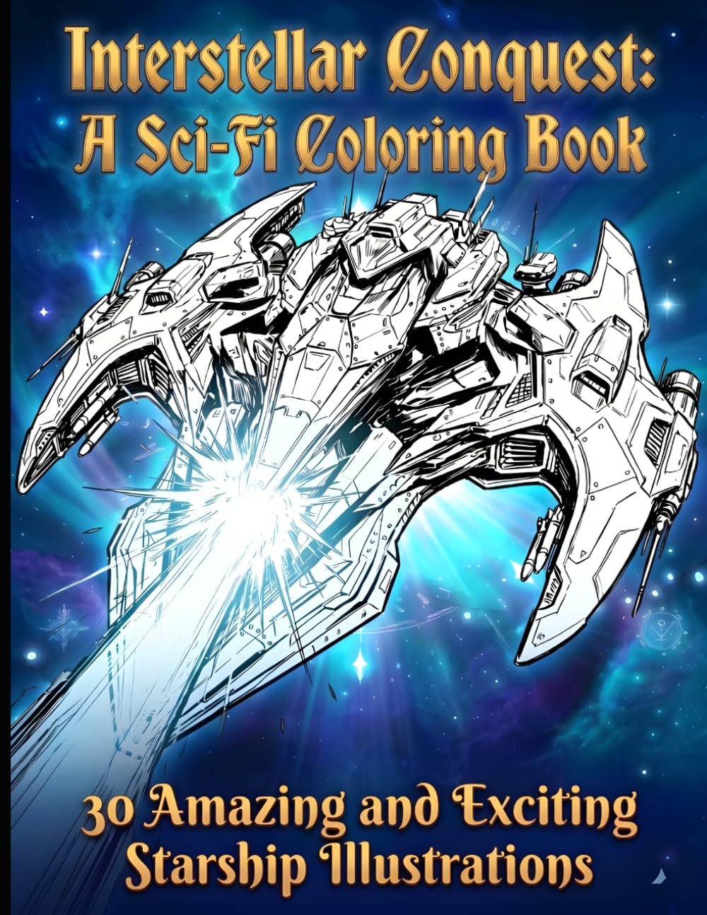 Interstellar Conquest: A Sci-Fi Coloring Book: 30 Amazing Starship Illustrations for Adults and Teens | Space Battle Scenes, Alien Vessels & Futuristic Spacecraft