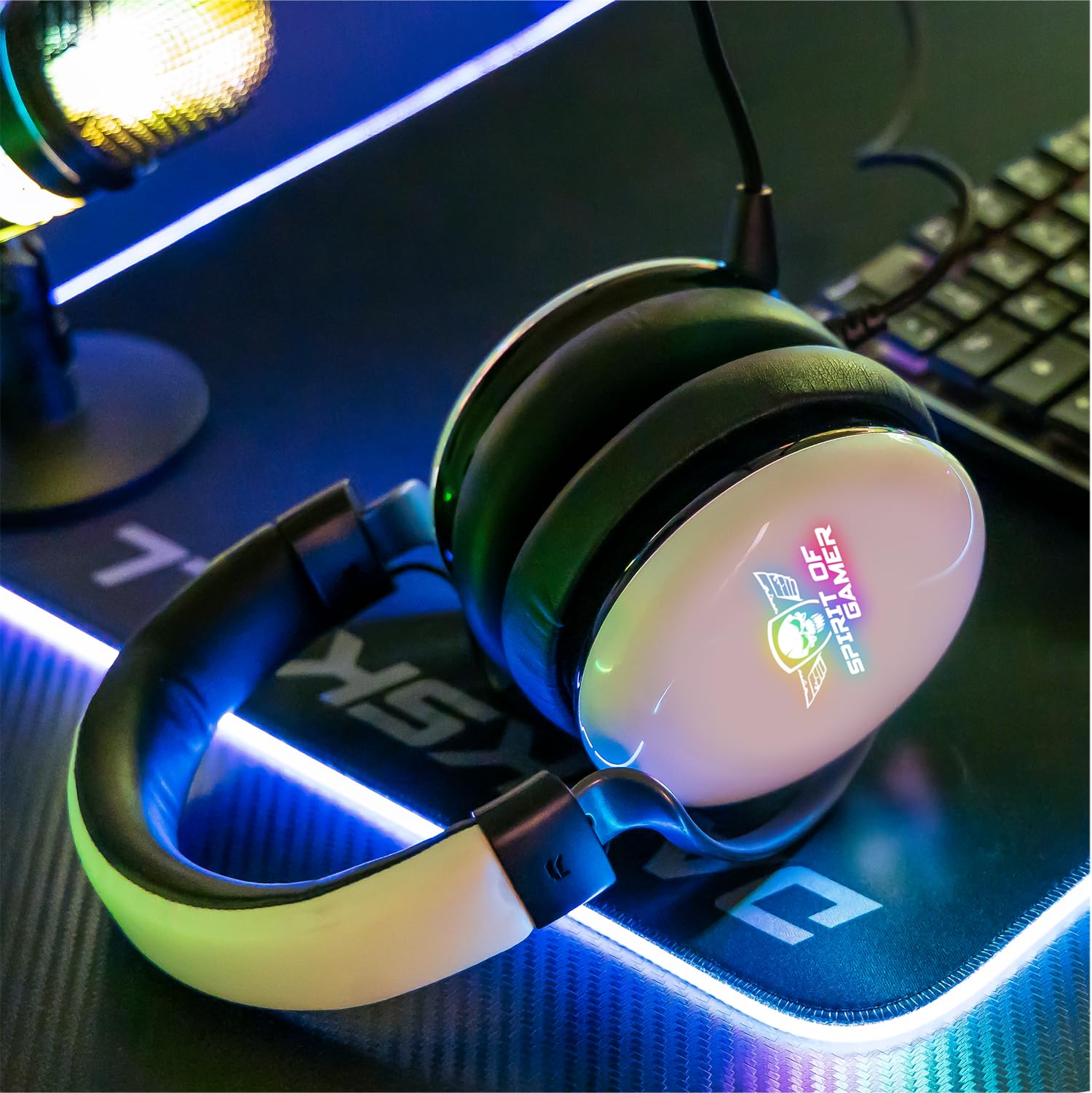 Spirit Of Gamer – XPERT H700 - Casque Gaming USB PC Son 7.1 Virtual Surround - LED RGB - Blanc - Micro à Reduction de Bruit- Structure Aluminium – Compatible PS5 / Xbox X / PS4 / Xbox One